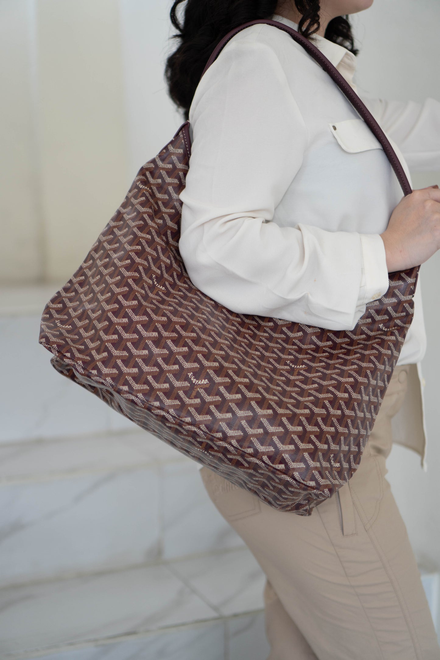Boheme Hobo Bag – Burgundy Monogram Canvas with Leather Trim