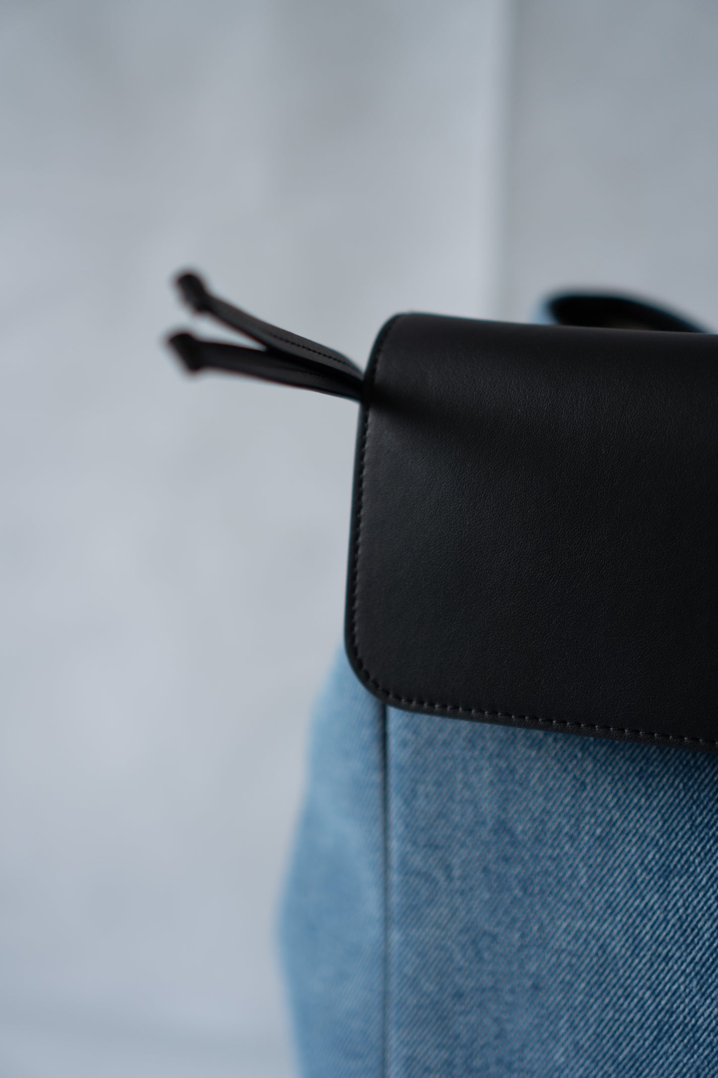 CC Large Shopping Bag – Blue Denim & Black Calfskin with Gold Hardware