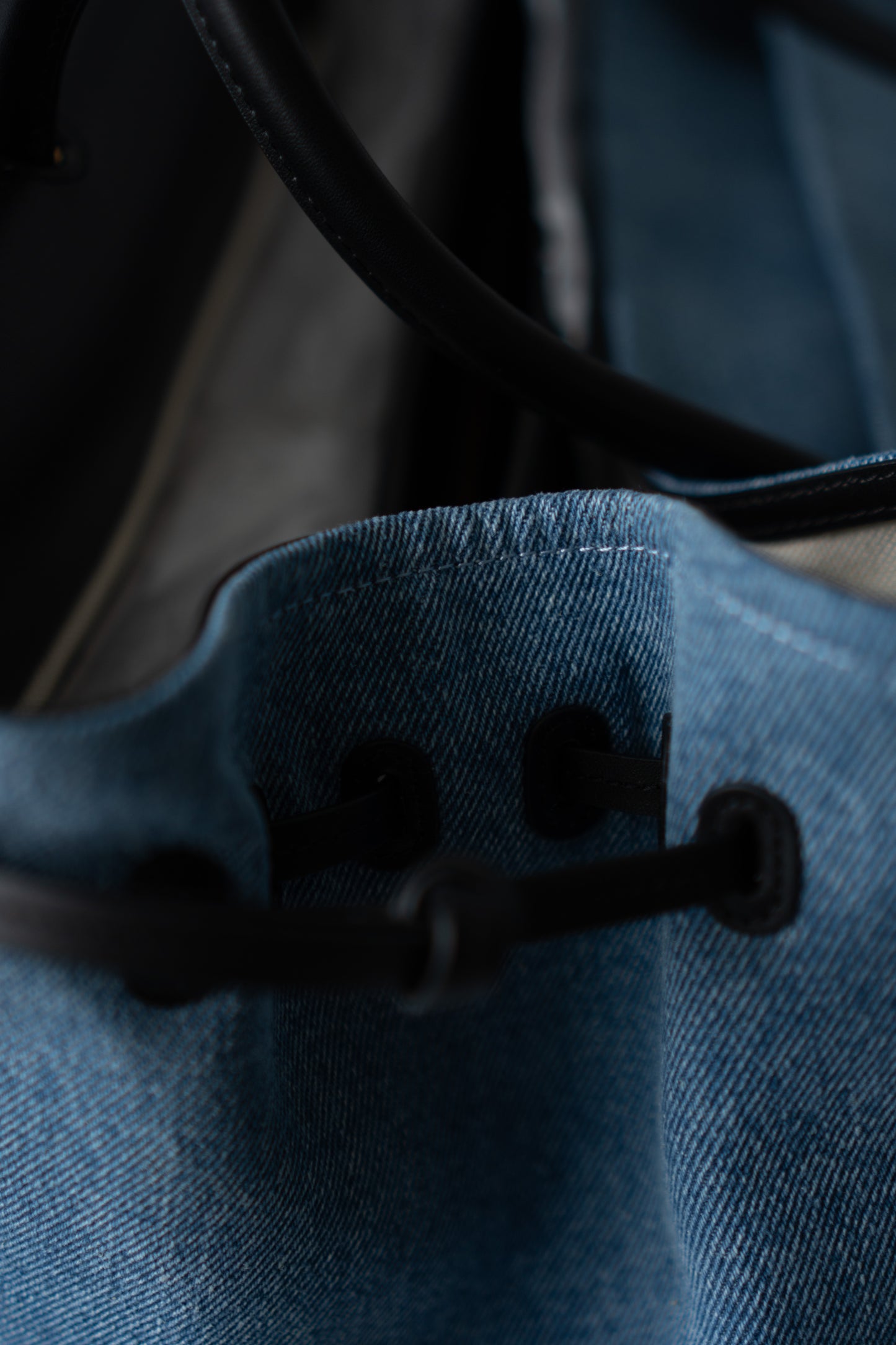 CC Large Shopping Bag – Blue Denim & Black Calfskin with Gold Hardware