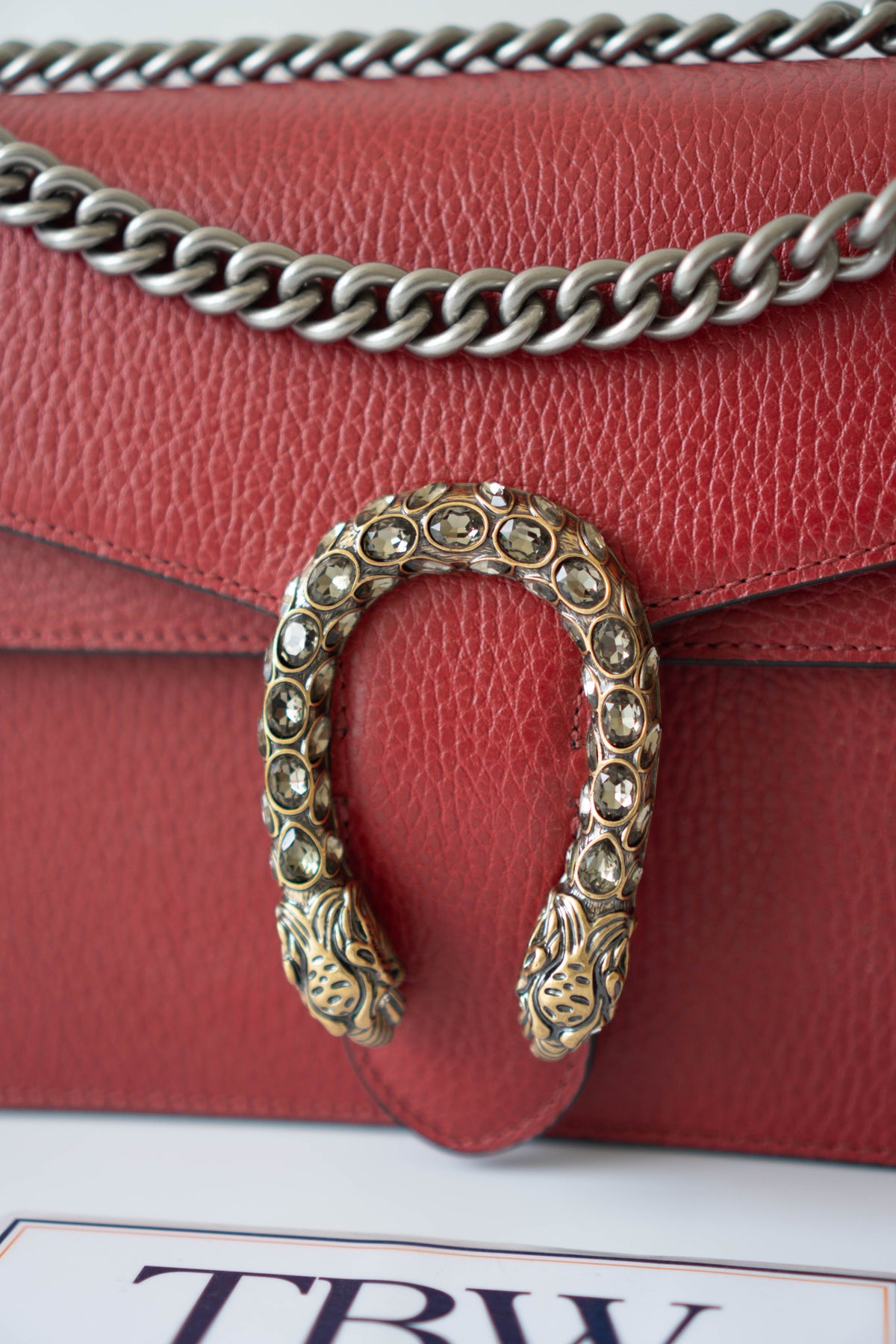 Dionysus Medium – Red Textured Leather with Antique Silver Hardware