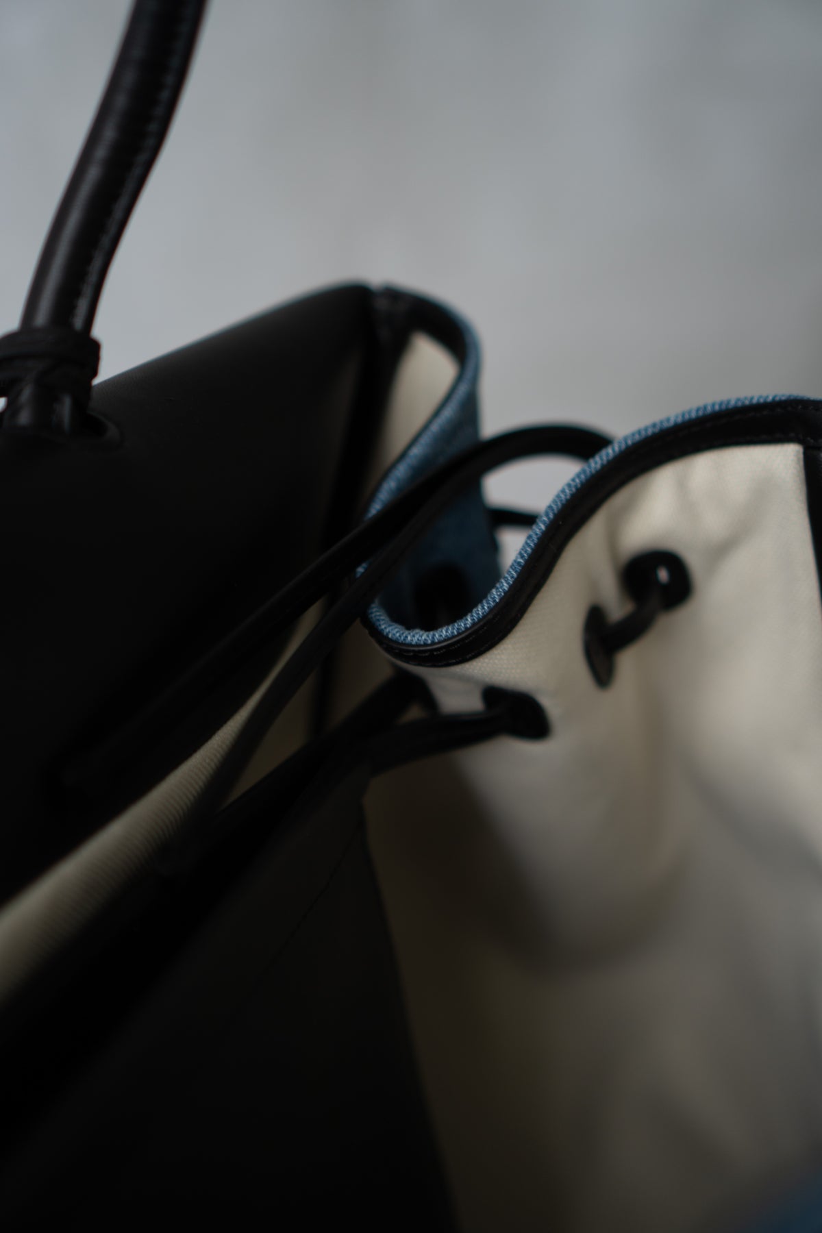 CC Large Shopping Bag – Blue Denim & Black Calfskin with Gold Hardware