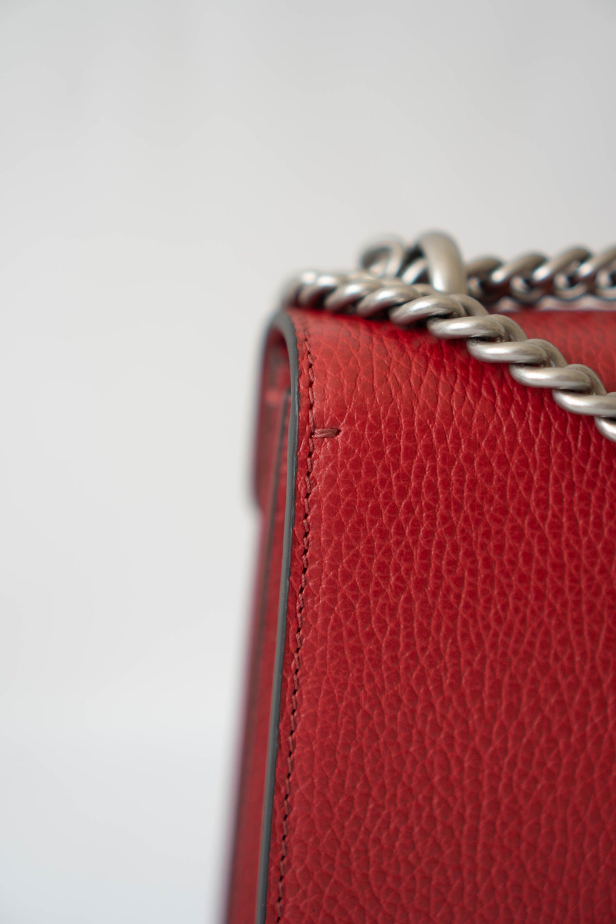 Dionysus Medium – Red Textured Leather with Antique Silver Hardware
