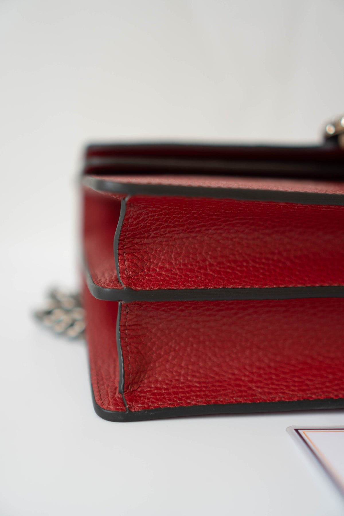 Dionysus Medium – Red Textured Leather with Antique Silver Hardware
