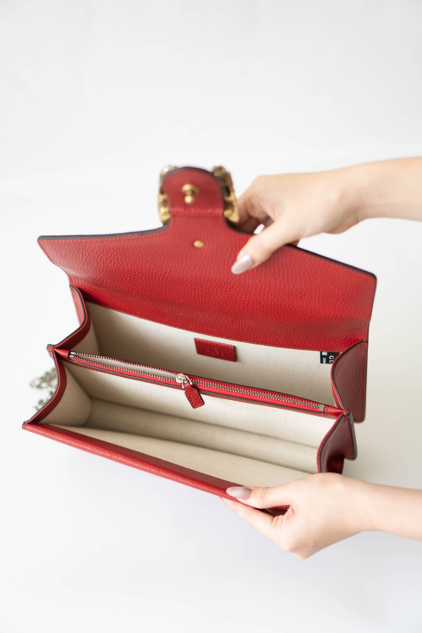 Dionysus Medium – Red Textured Leather with Antique Silver Hardware