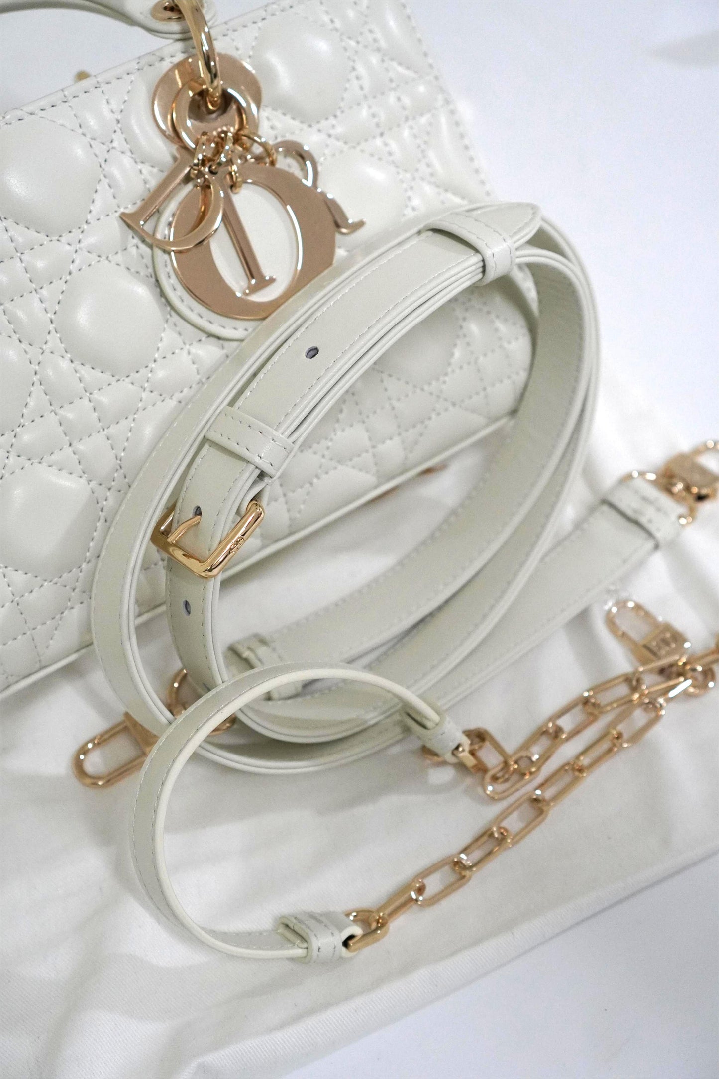 Lady D-Joy Bag White Medium