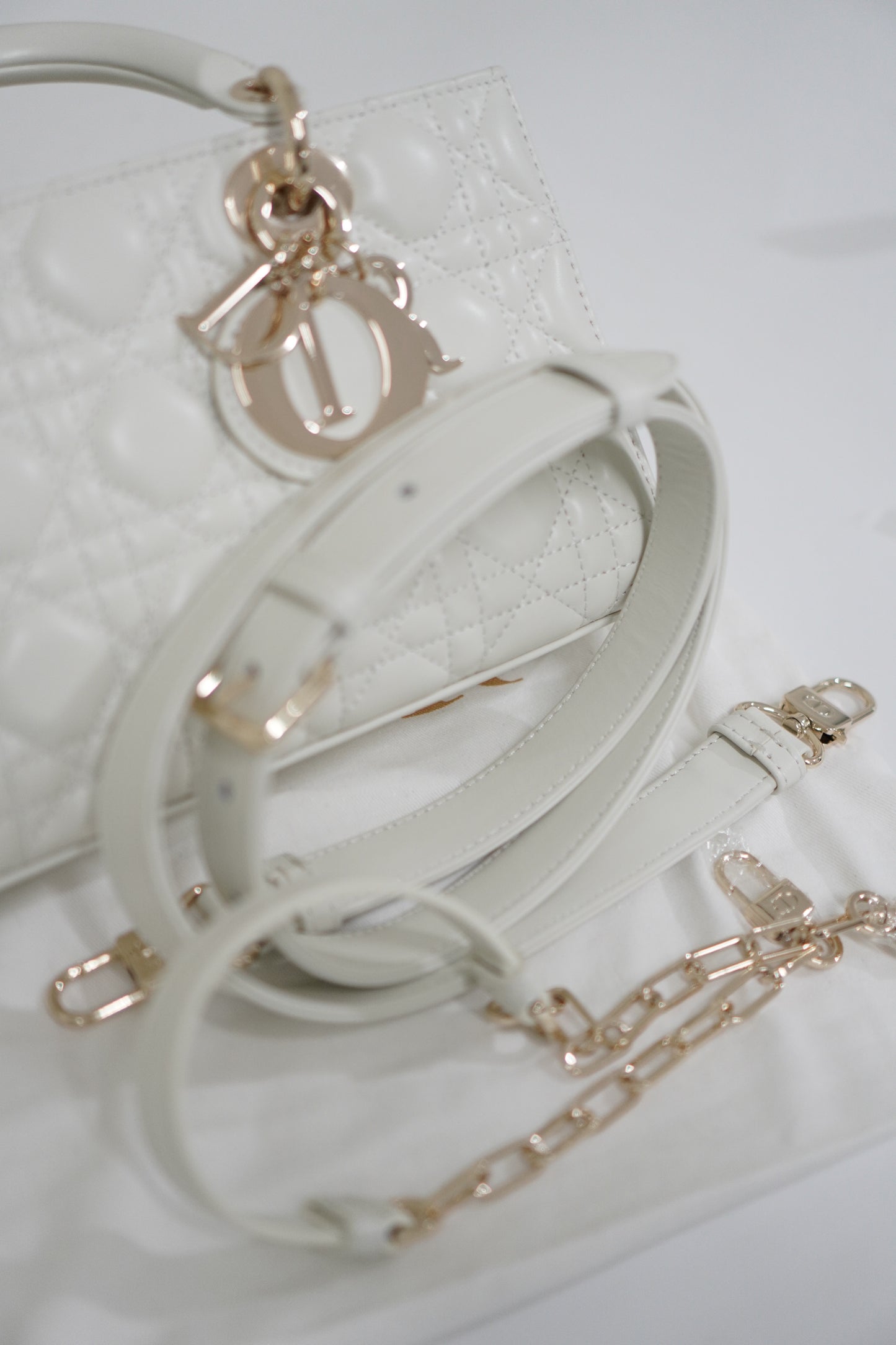 Lady D-Joy Bag White Medium