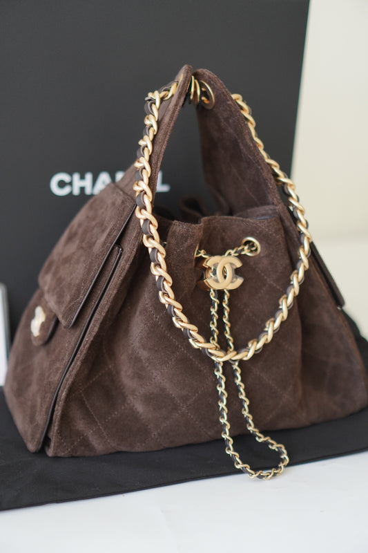 C25 Small Handbag in Dark Brown Suede