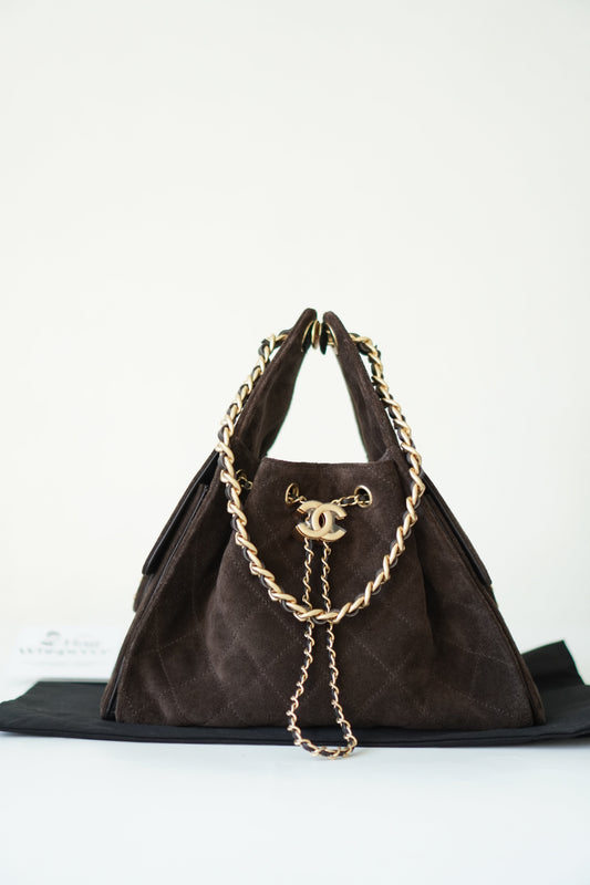 C25 Small Handbag in Dark Brown Suede