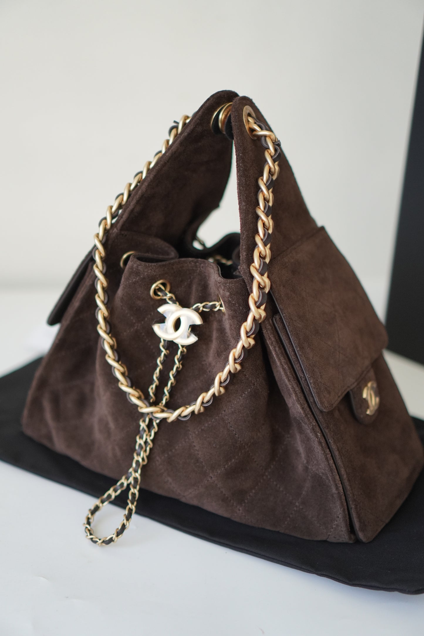 C25 Small Handbag in Dark Brown Suede