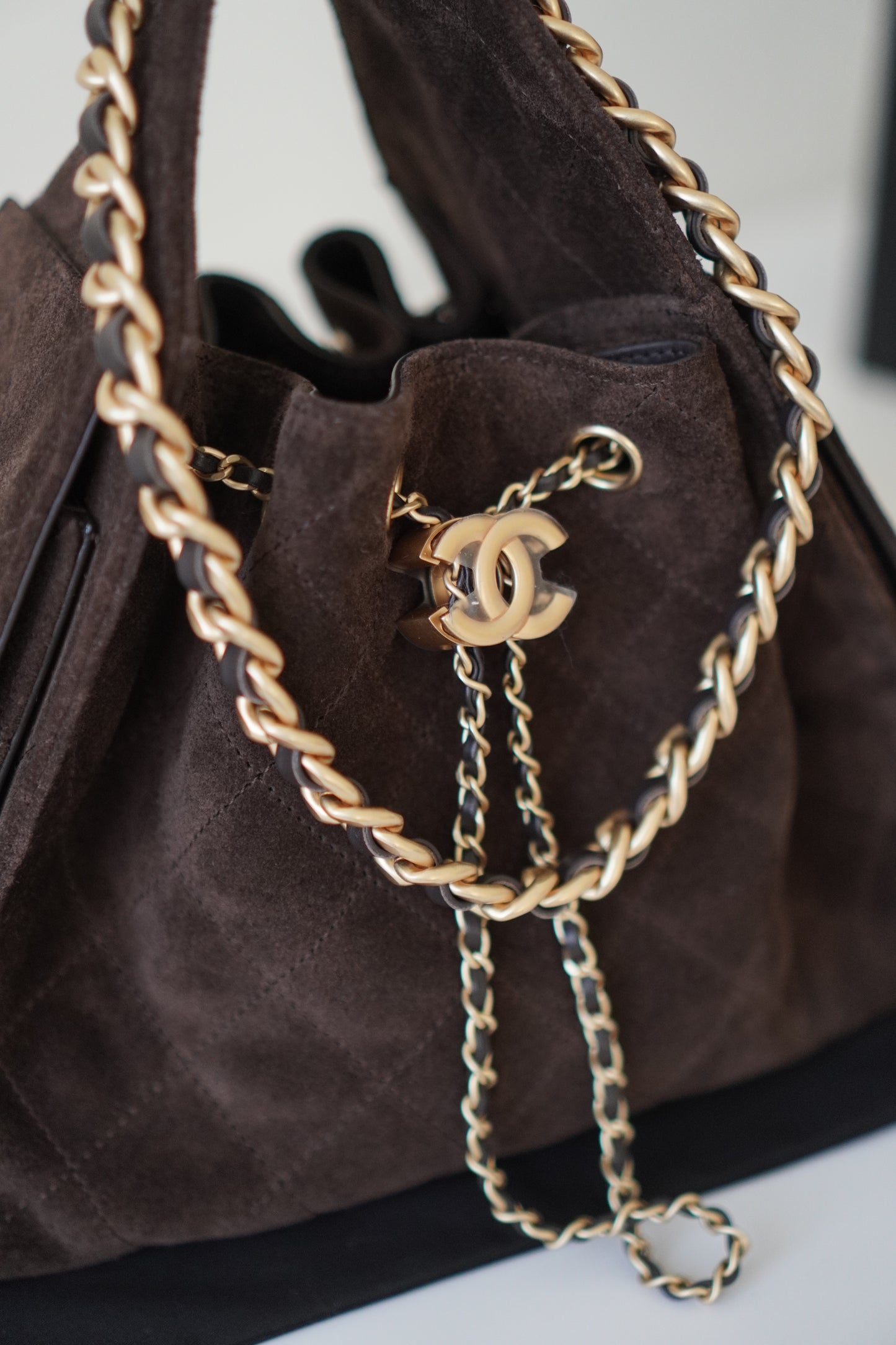 C25 Small Handbag in Dark Brown Suede