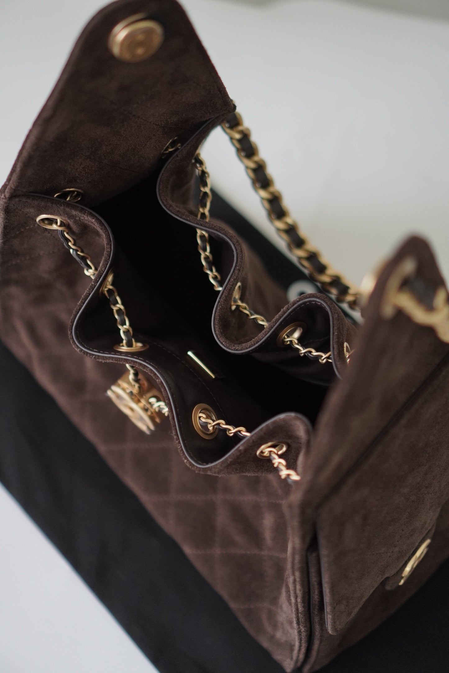 C25 Small Handbag in Dark Brown Suede