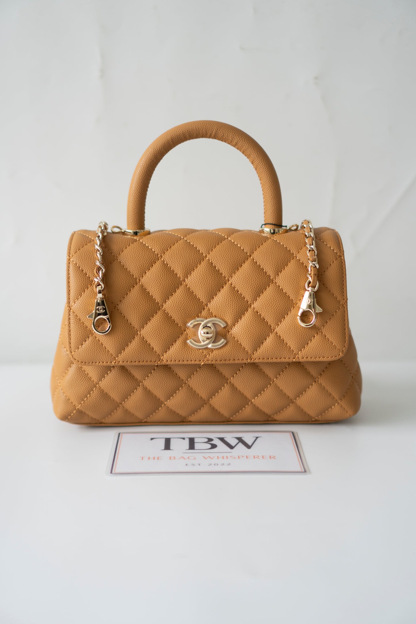 Coco Handle Small – Caramel Caviar Leather with Gold Hardware