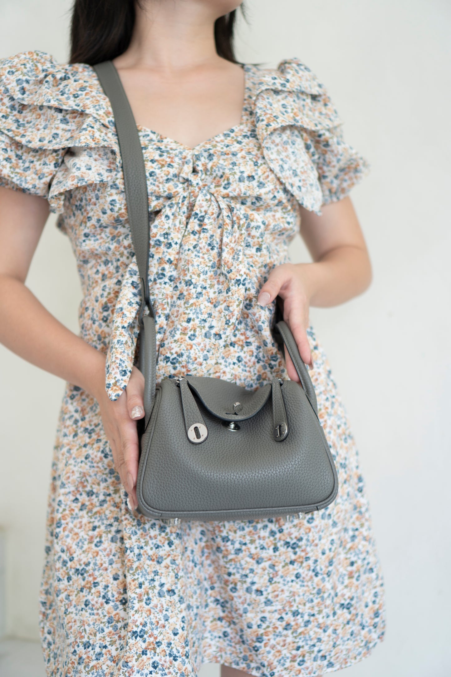 Mini Lindy – Gris Meyer Clemence Leather with Palladium Hardware