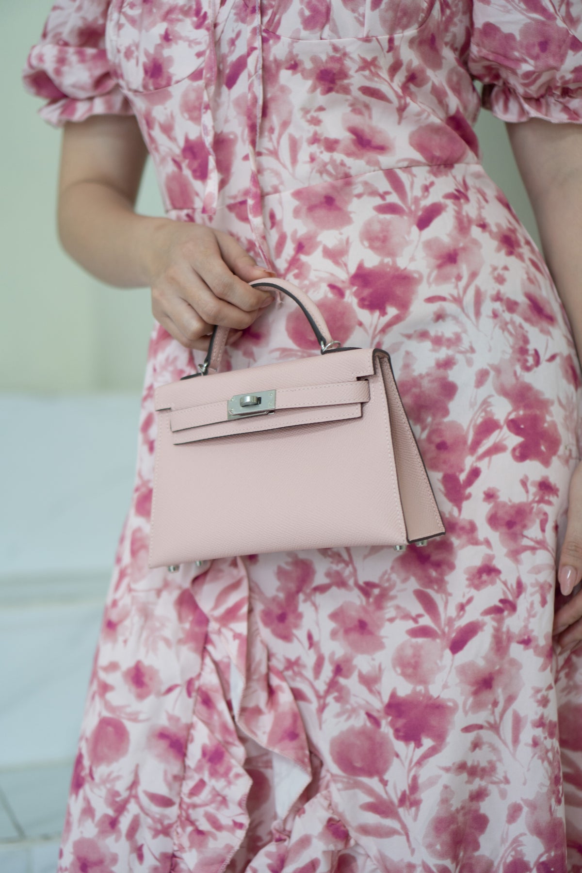 Kelly Mini II – Rose Confetti Epsom Leather with Palladium Hardware