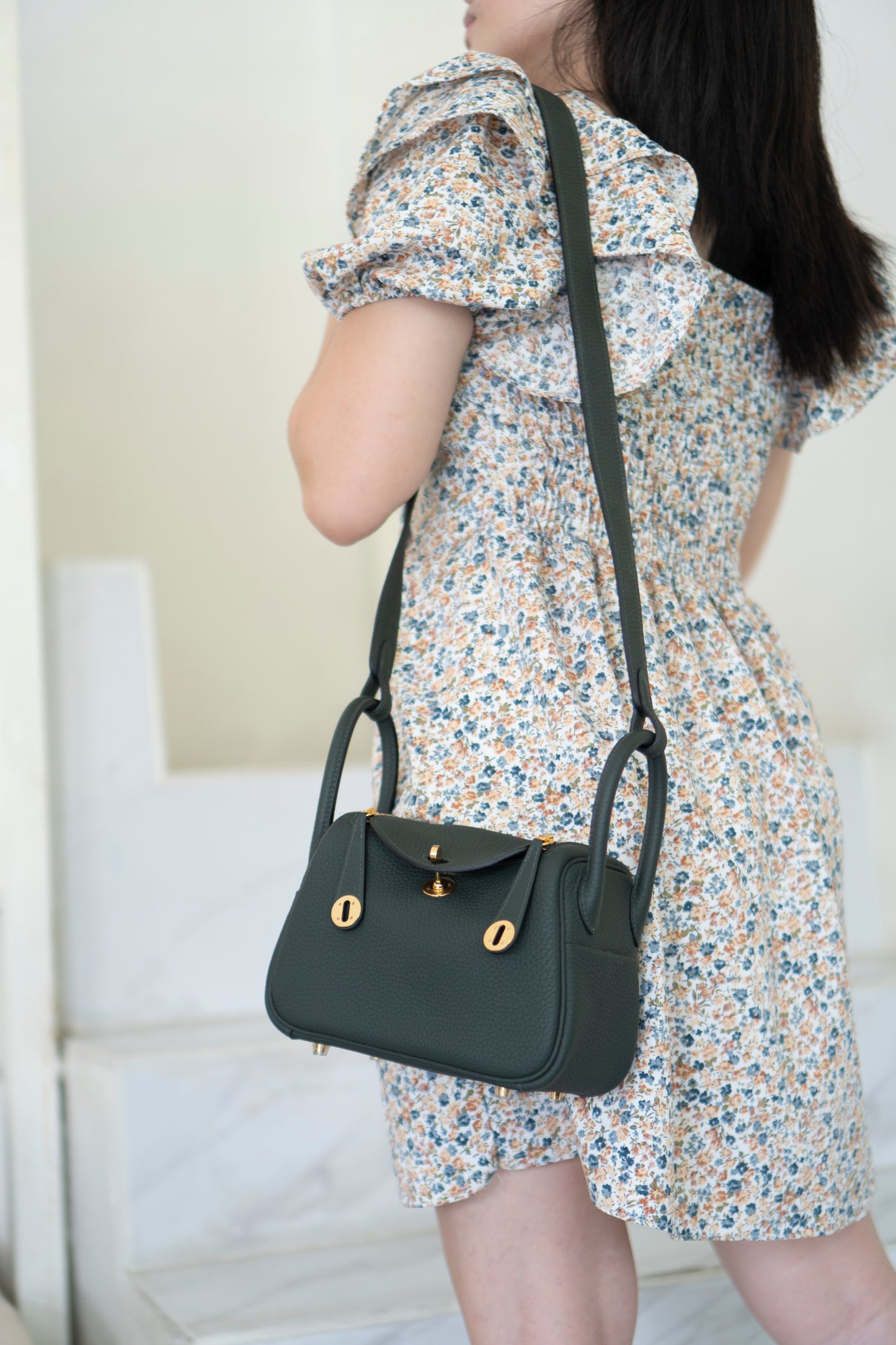 Mini Lind – Vert Cypres Clemence Leather with Gold Hardware