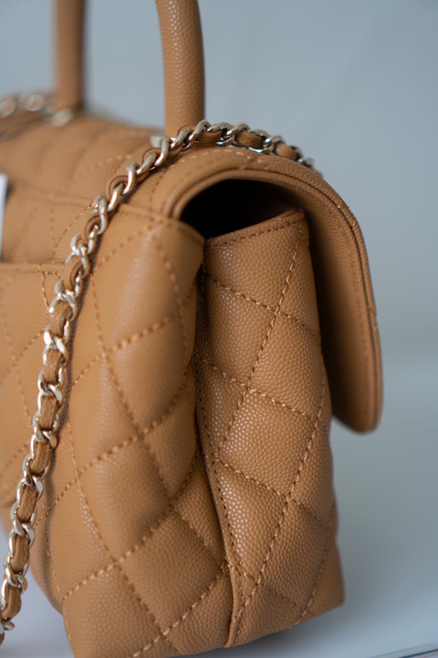 Coco Handle Small – Caramel Caviar Leather with Gold Hardware
