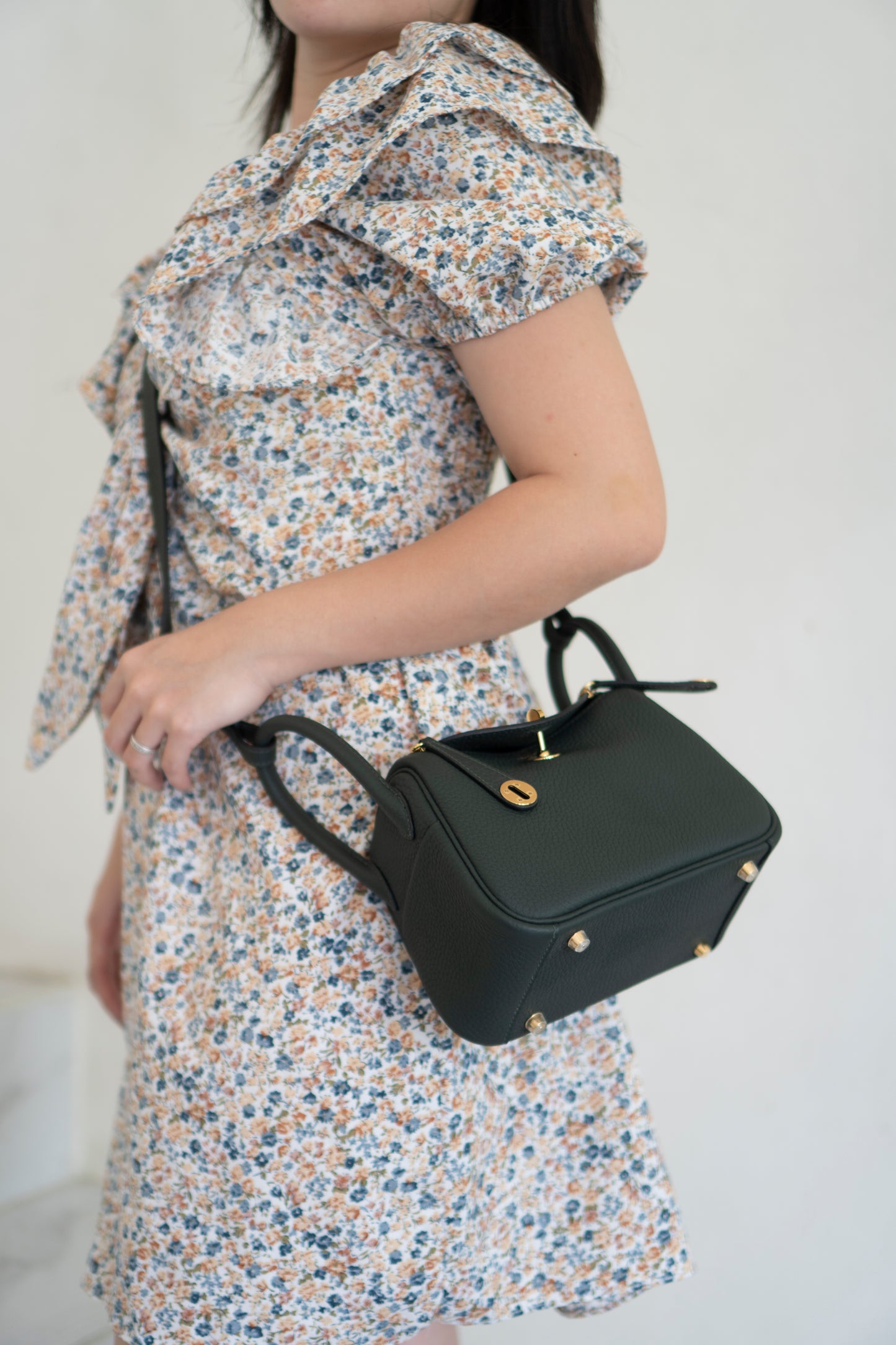 Mini Lind – Vert Cypres Clemence Leather with Gold Hardware