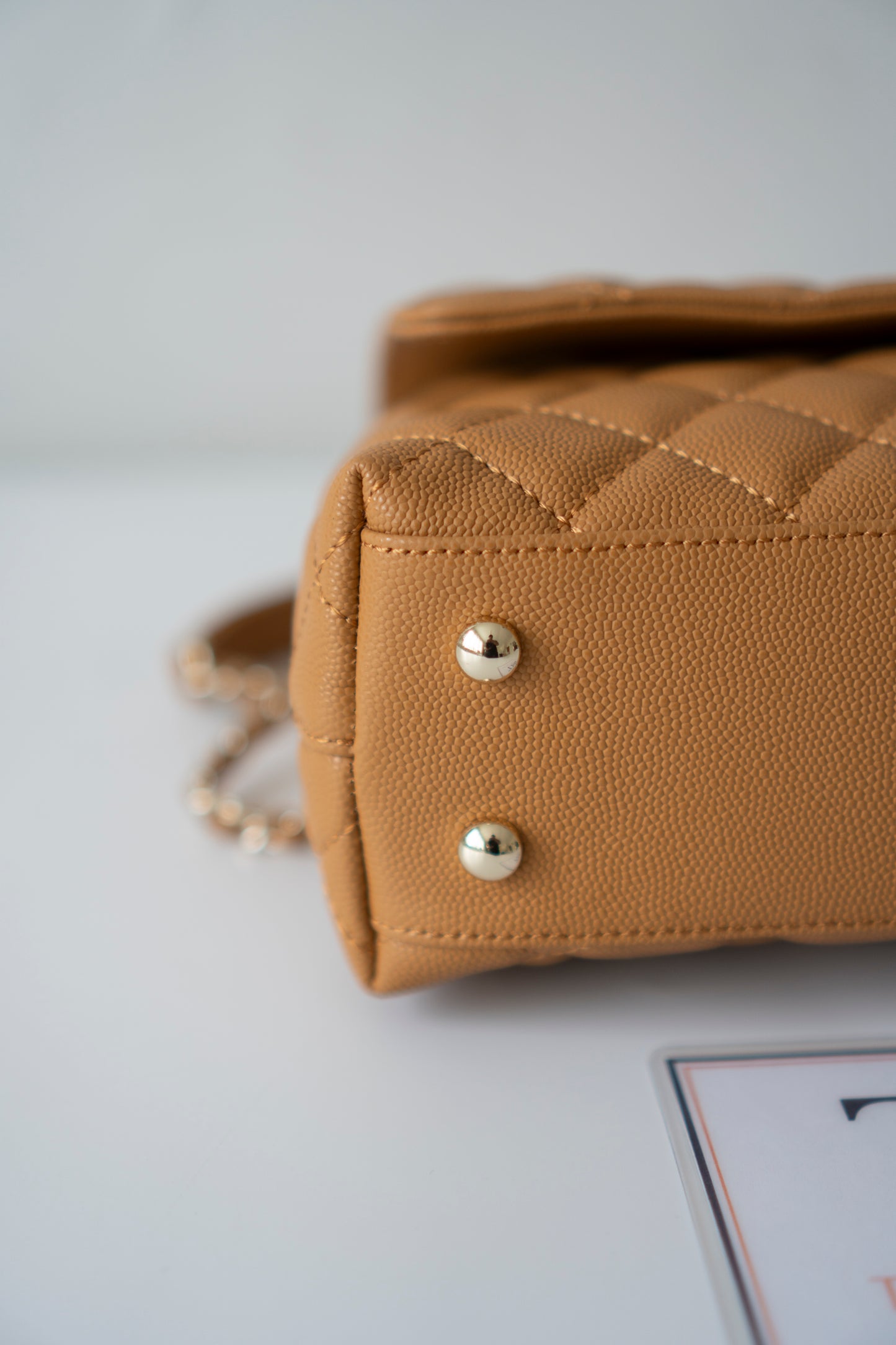 Coco Handle Small – Caramel Caviar Leather with Gold Hardware