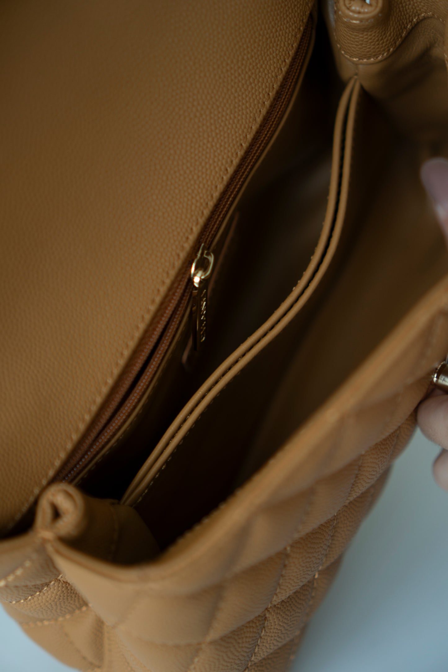Coco Handle Small – Caramel Caviar Leather with Gold Hardware