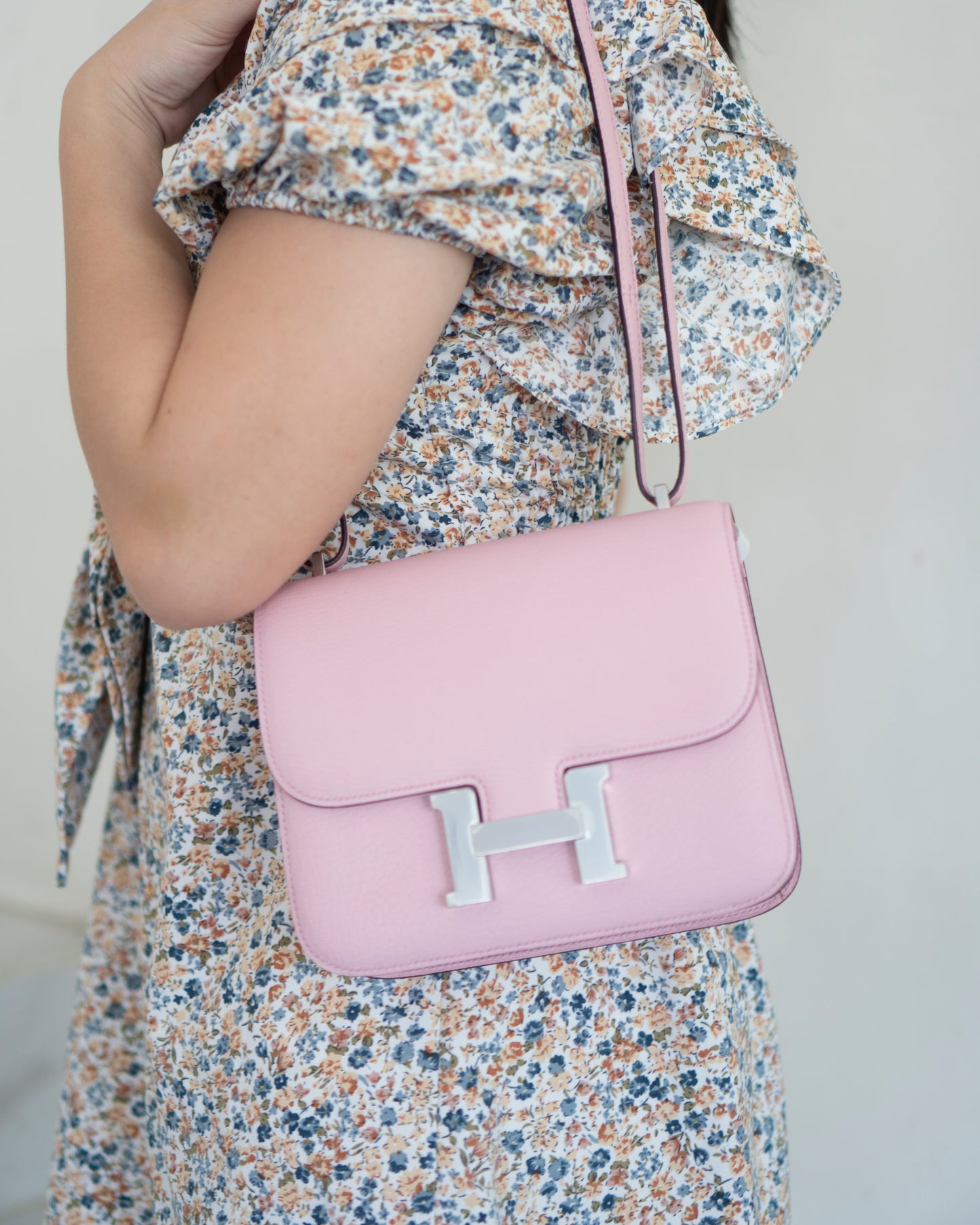 Constanc 18 – Rose Sakura Chevre with Palladium Hardware