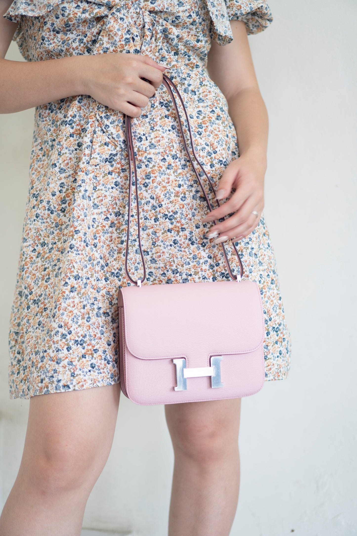 Constanc 18 – Rose Sakura Chevre with Palladium Hardware