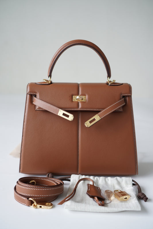 Kelly 25 Padded in Gold Swift