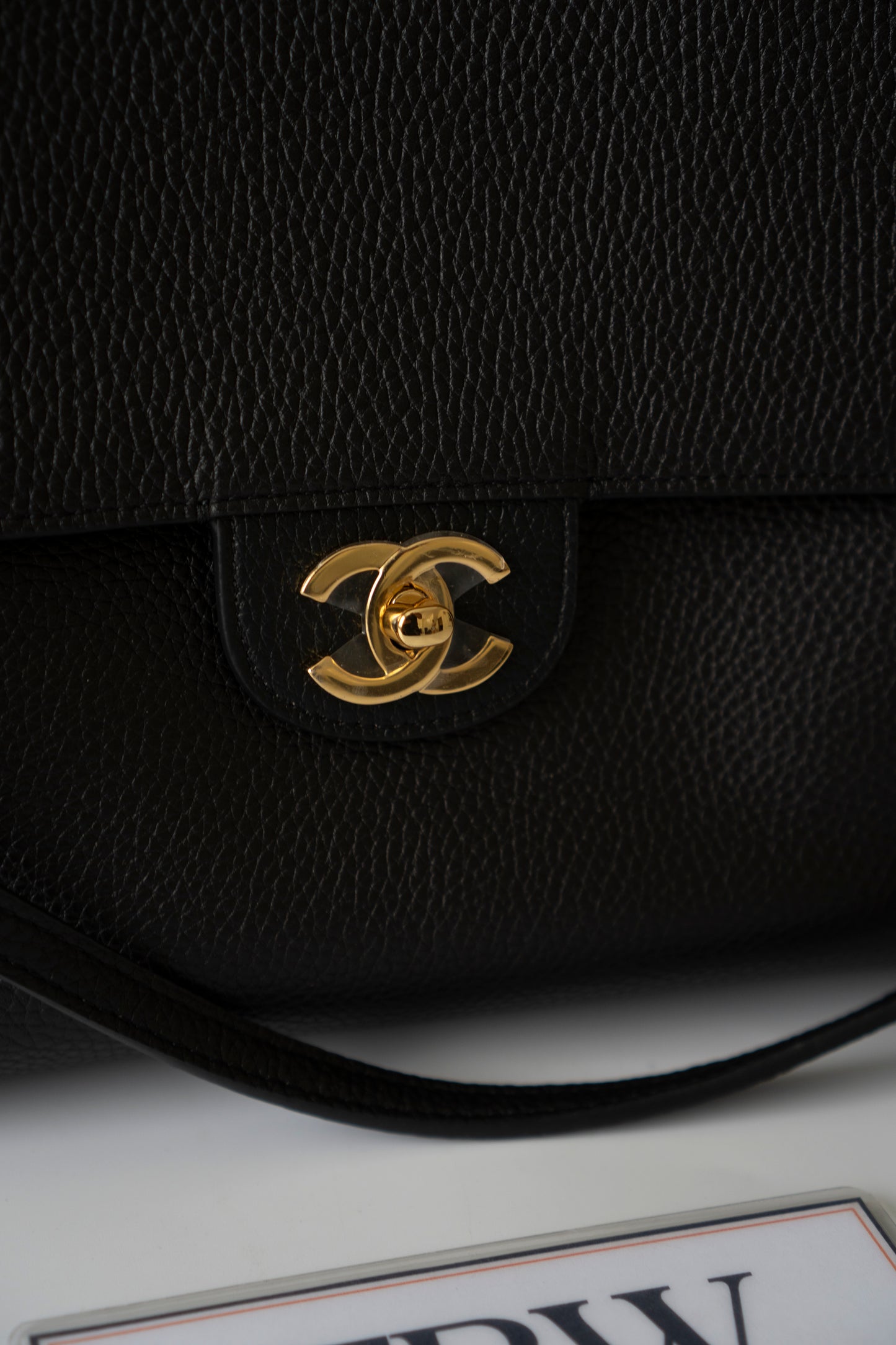 Maxi Flap Black Pebbled Calfskin Leather Gold Hardware