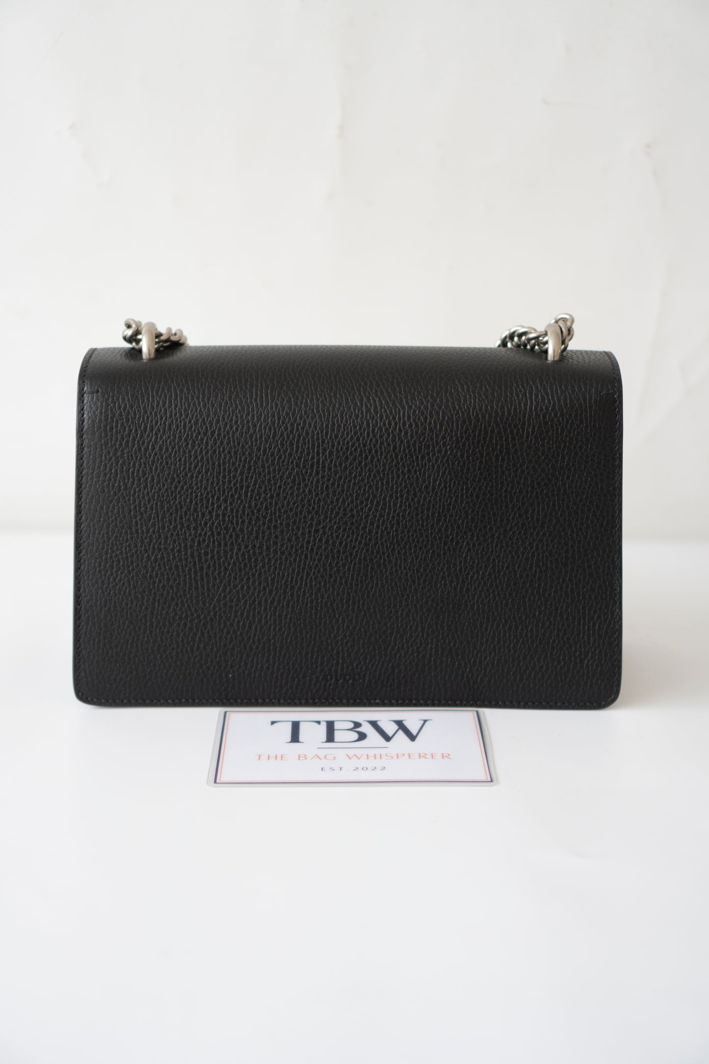 Dionysus Medium – Black Grained Leather with Crystal Tiger Head Closure