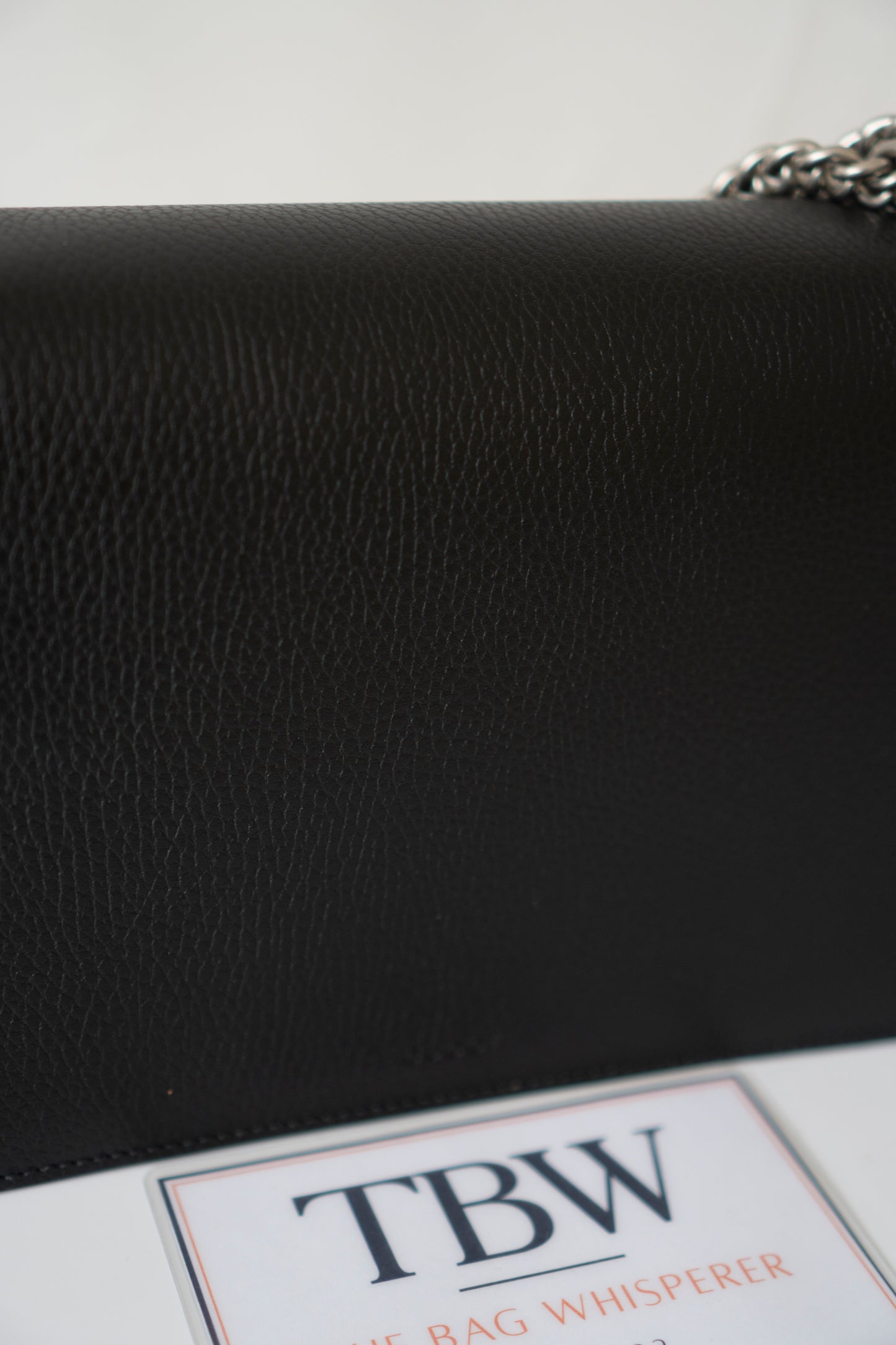 Dionysus Medium – Black Grained Leather with Crystal Tiger Head Closure
