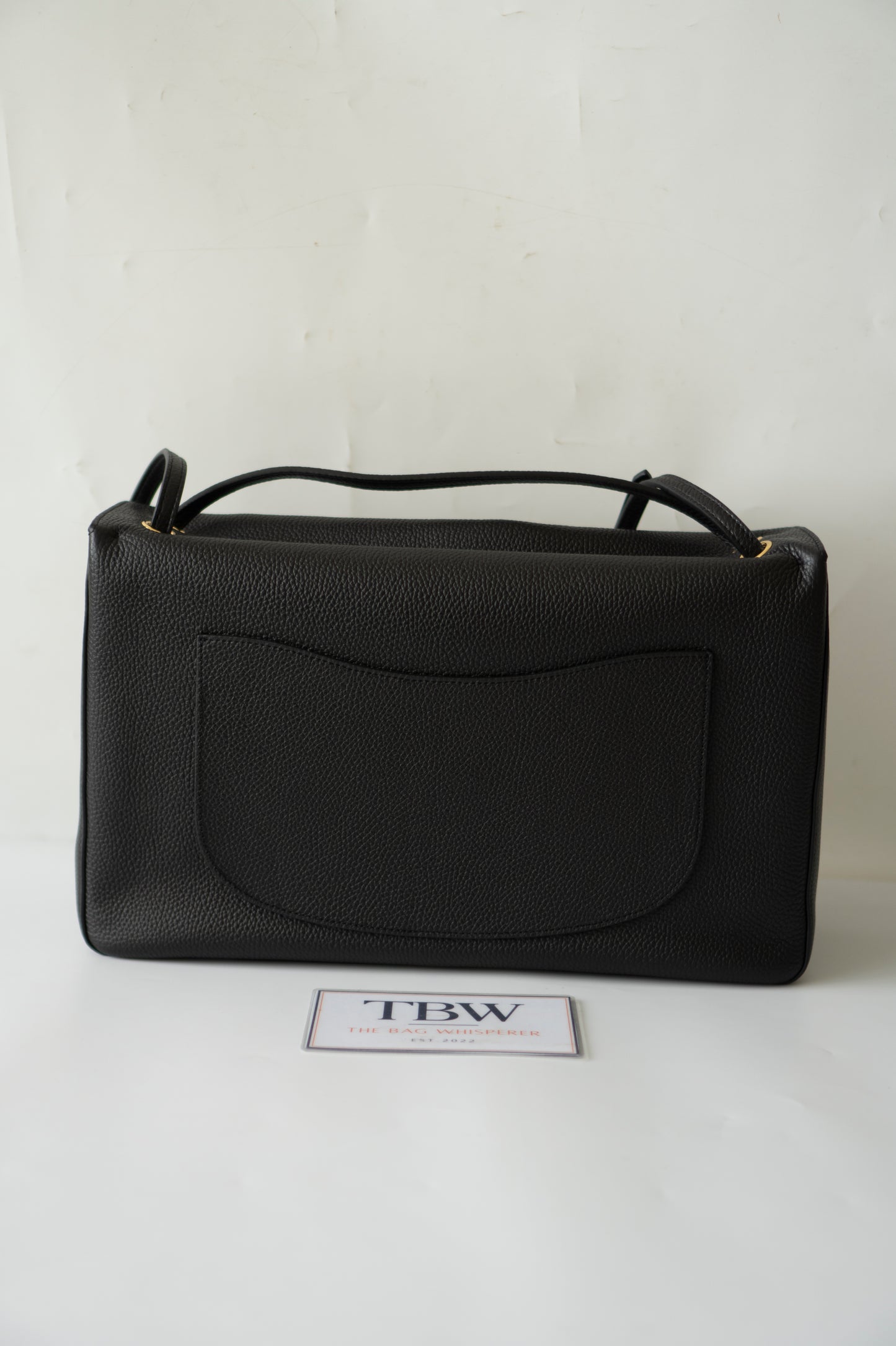 Maxi Flap Black Pebbled Calfskin Leather Gold Hardware