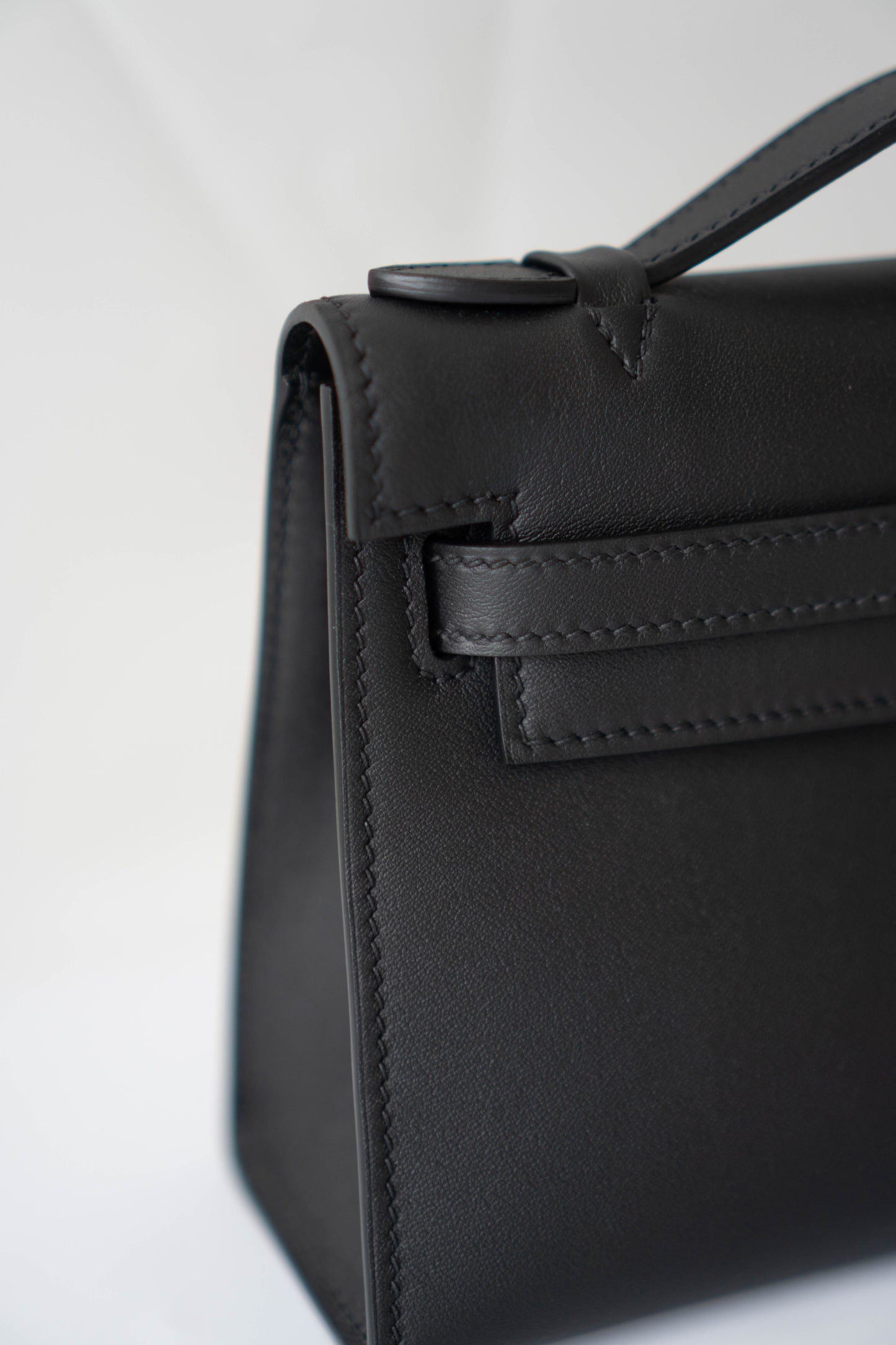 Mini Pochette – Black Swift Leather with Gold Hardware