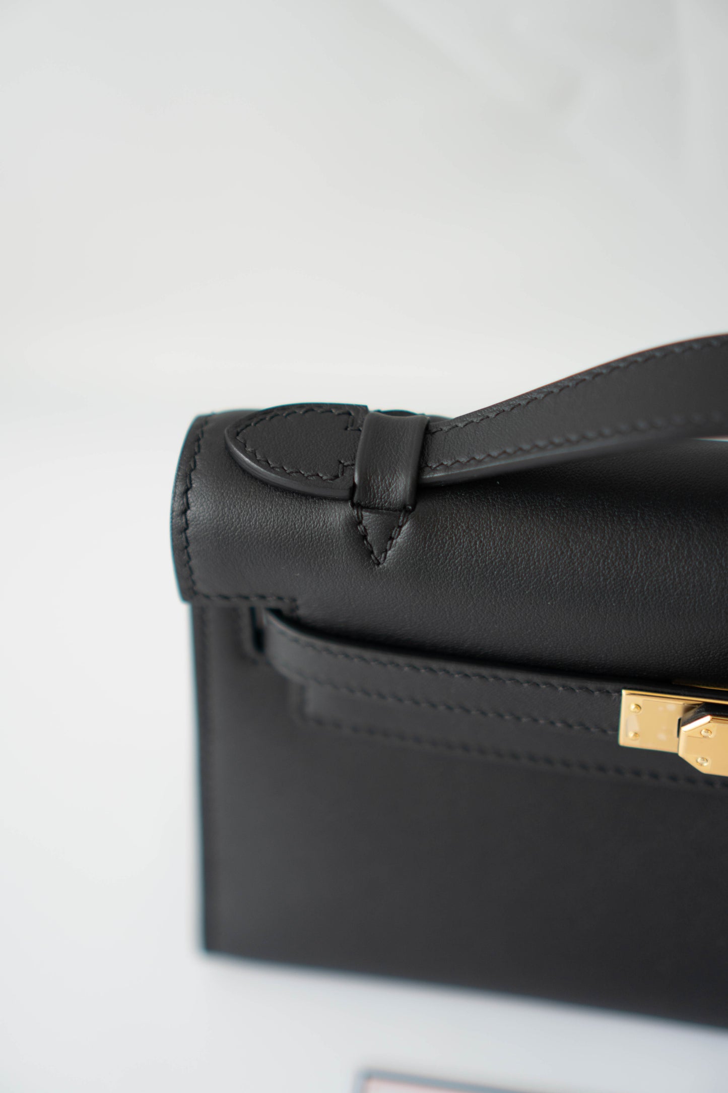 Mini Pochette – Black Swift Leather with Gold Hardware