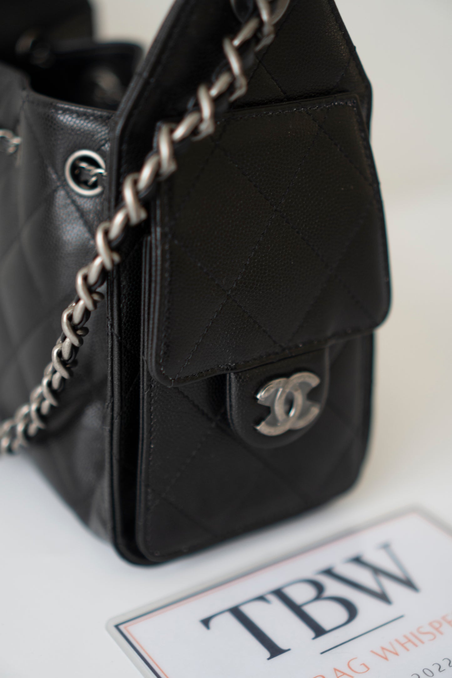 C25 Mini – Black Quilted Leather with Ruthenium Hardware