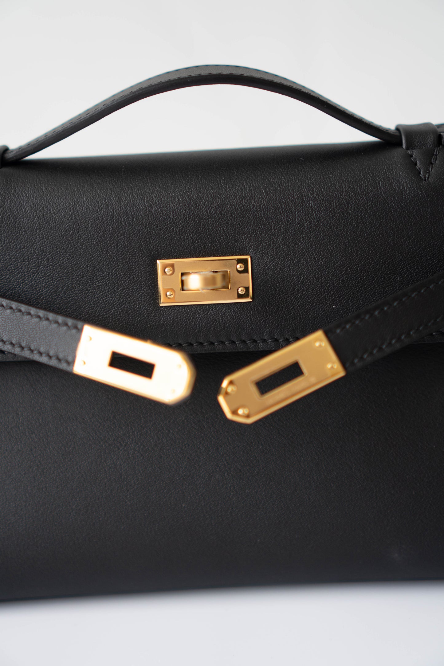 Mini Pochette – Black Swift Leather with Gold Hardware