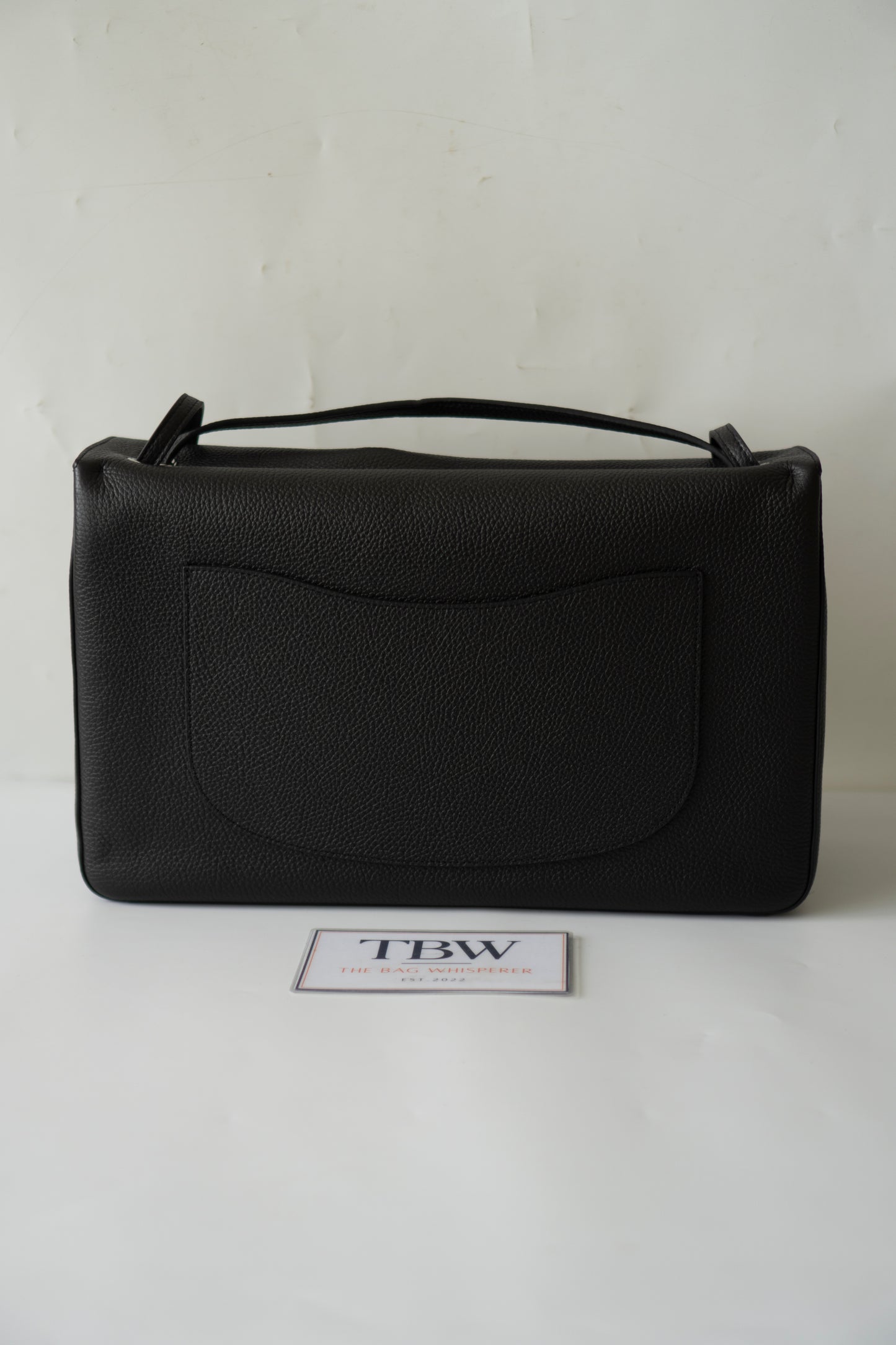 Maxi Flap Black Pebbled Calfskin Leather Silver Hardware