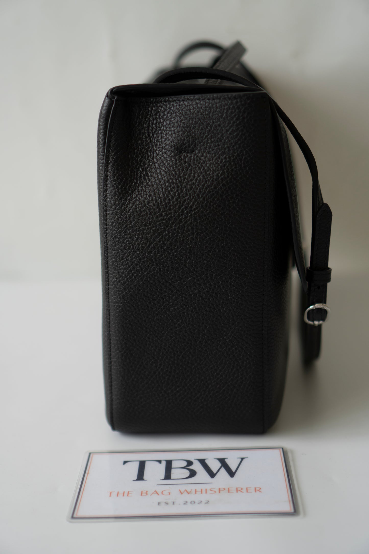 Maxi Flap Black Pebbled Calfskin Leather Silver Hardware