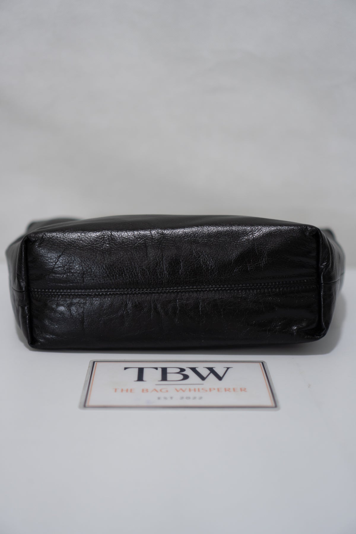 Hortense Small Hobo – Black Shiny Crinkled Leather with Bronze Hardware