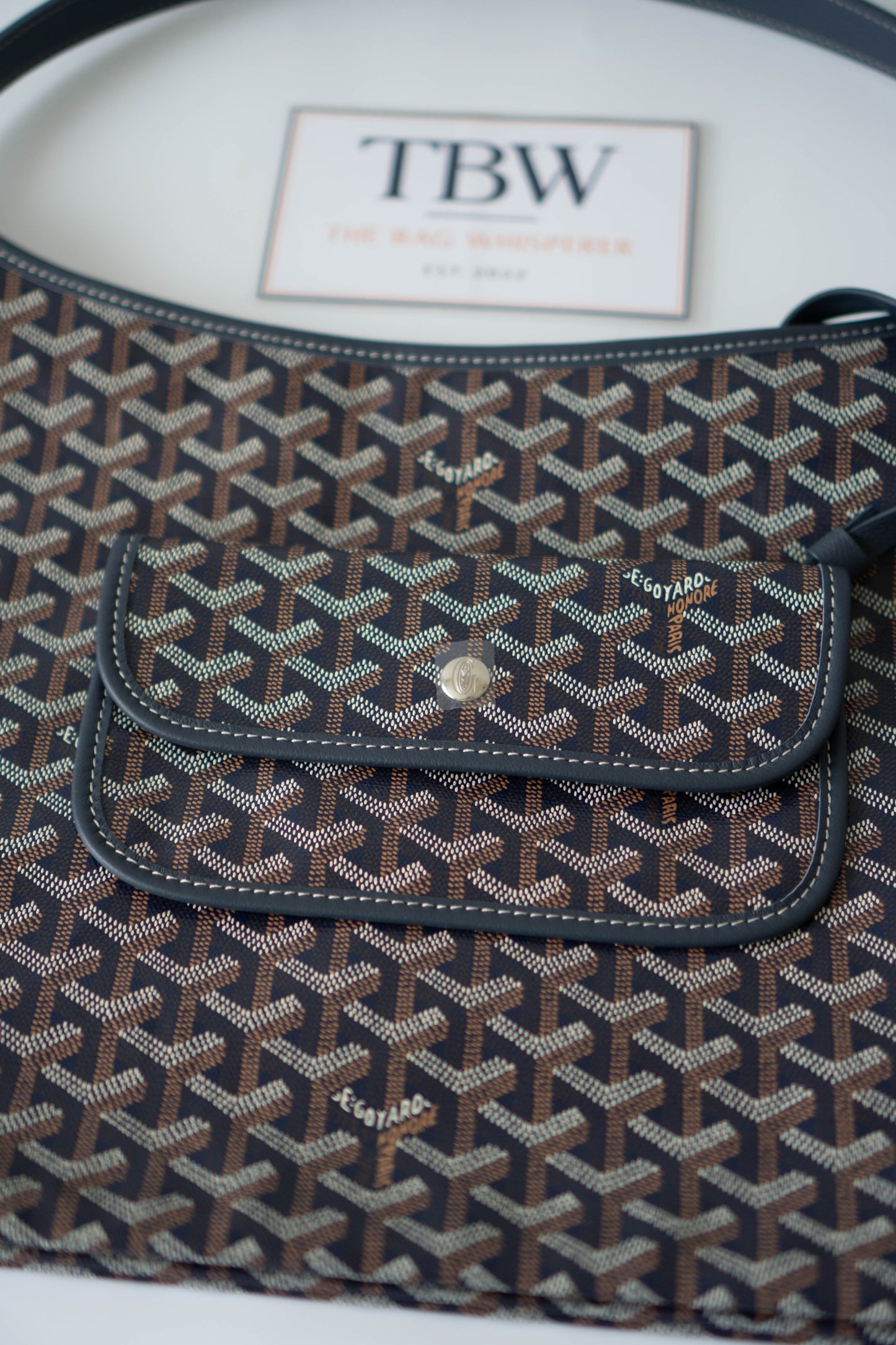 Boheme Hobo – Navy Blue Monogram Canvas with Leather Trim