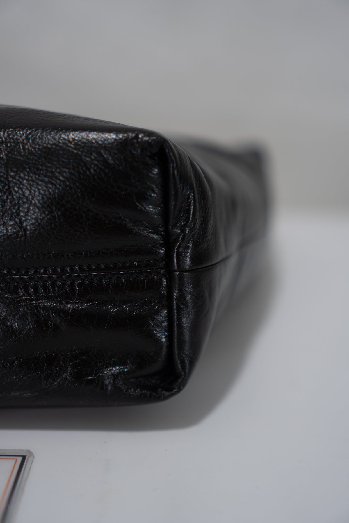 Hortense Small Hobo – Black Shiny Crinkled Leather with Bronze Hardware