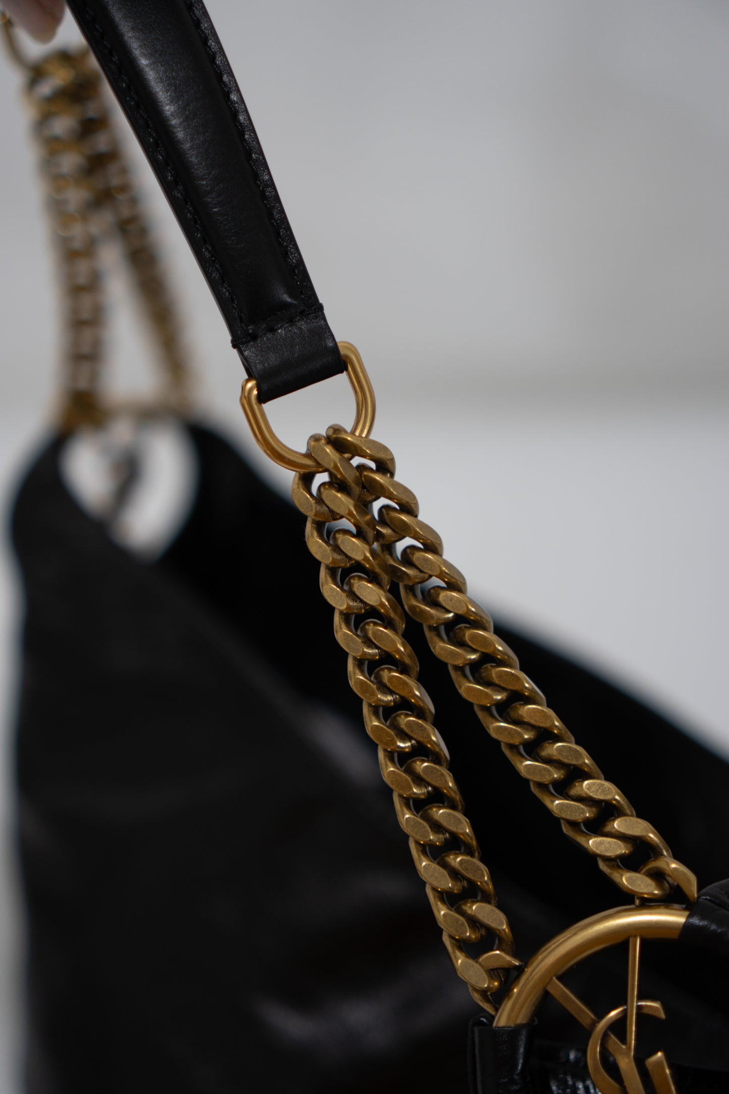 Hortense Small Hobo – Black Shiny Crinkled Leather with Bronze Hardware