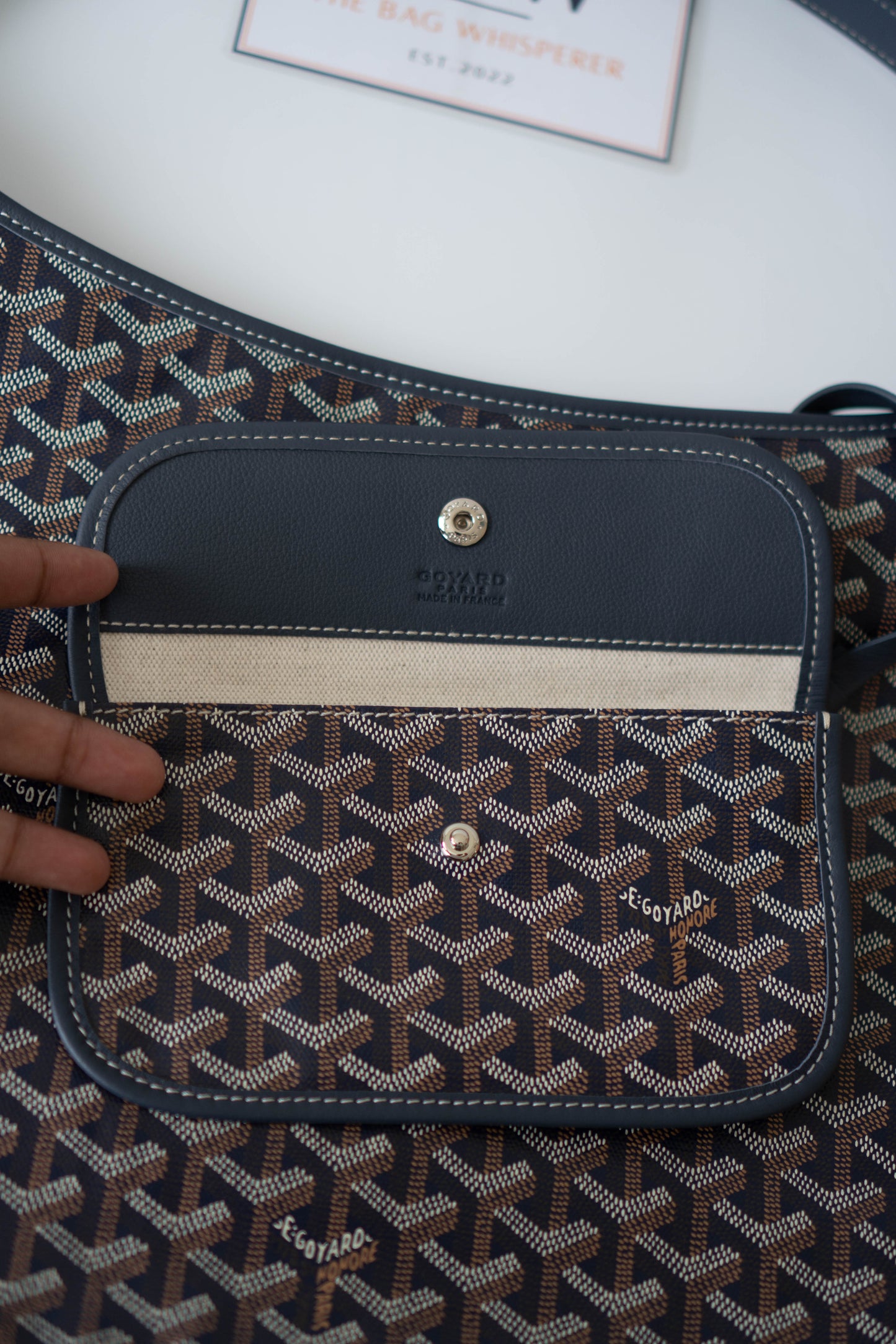 Boheme Hobo – Navy Blue Monogram Canvas with Leather Trim