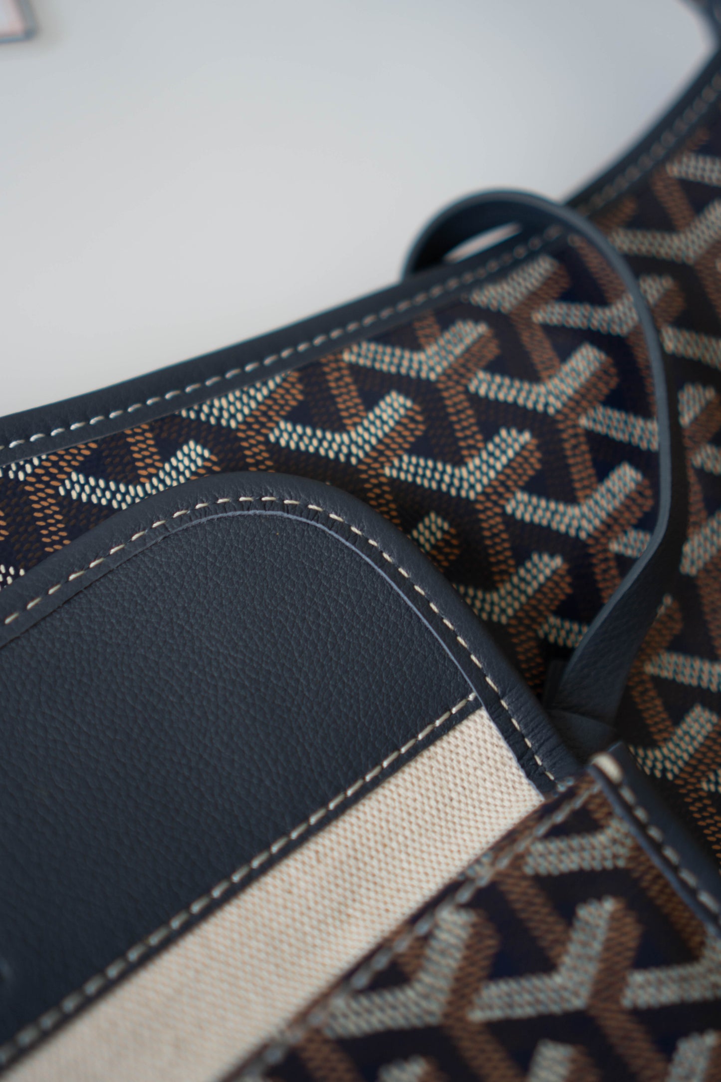 Boheme Hobo – Navy Blue Monogram Canvas with Leather Trim