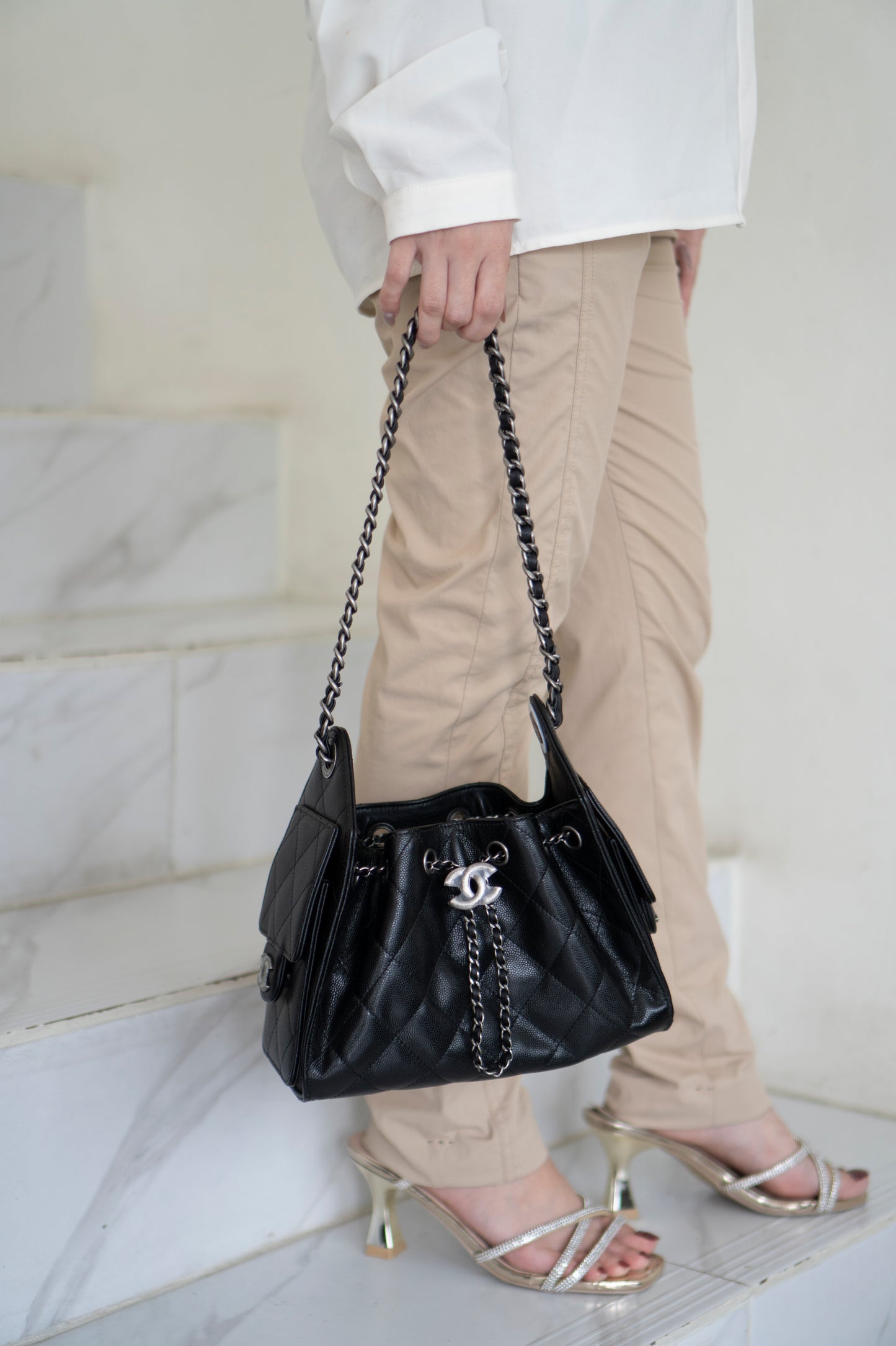 C25 Mini – Black Quilted Leather with Ruthenium Hardware