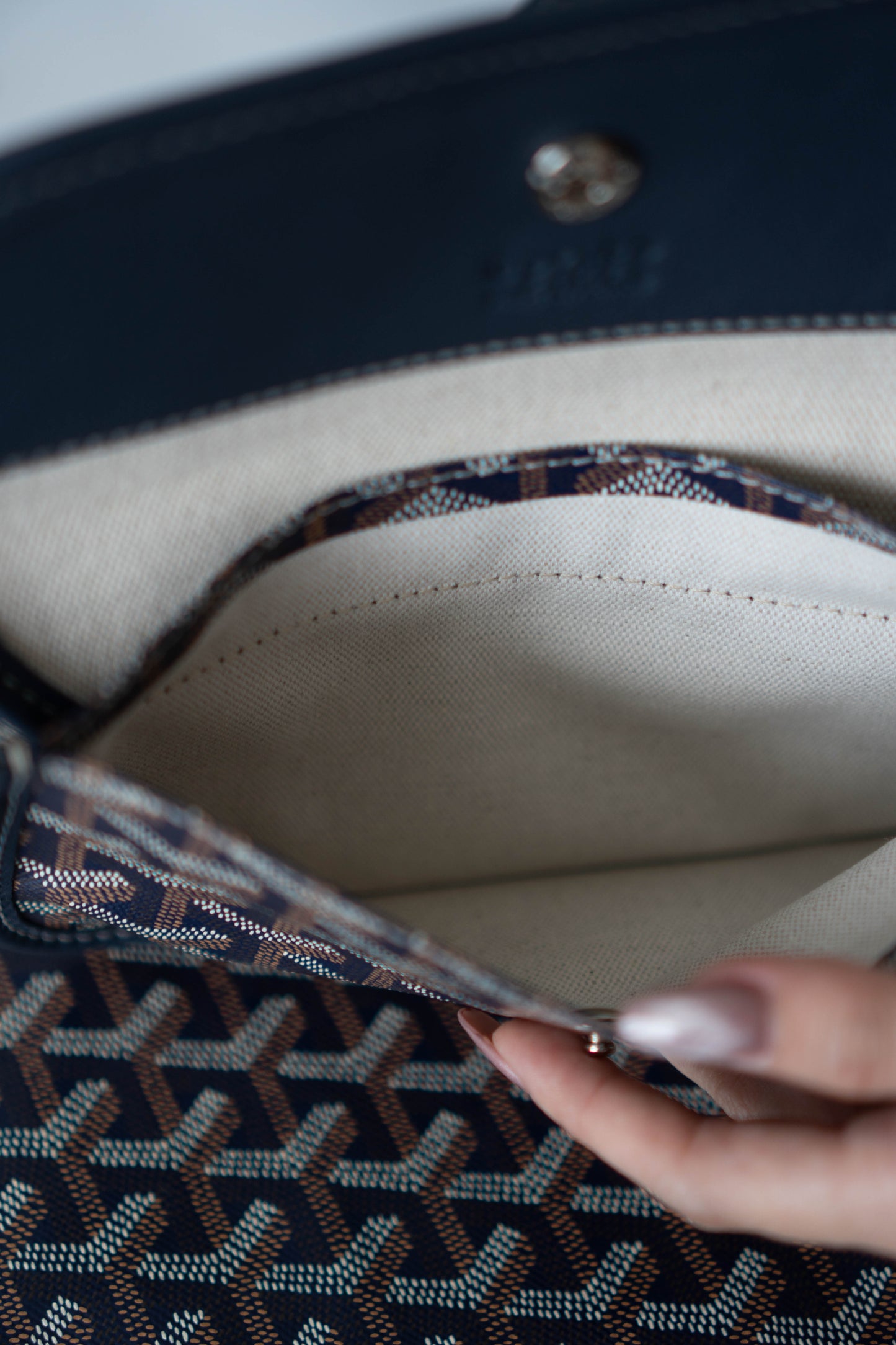Boheme Hobo – Navy Blue Monogram Canvas with Leather Trim