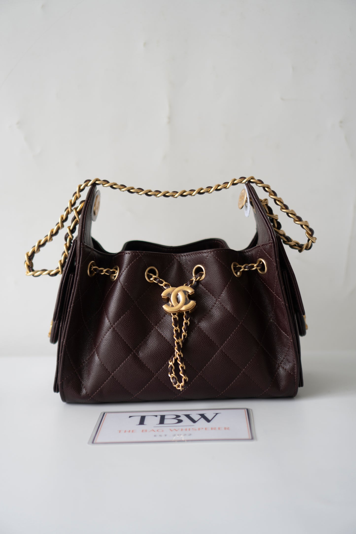 C25 Mini – Dark Brown Quilted Caviar Leather with Gold Hardware