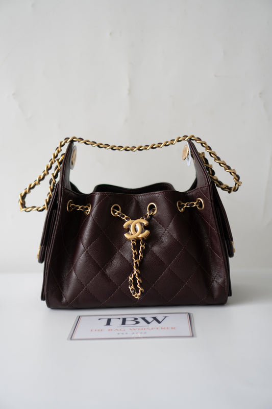 C25 Mini – Dark Brown Quilted Caviar Leather with Gold Hardware