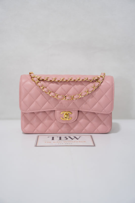 Classic Flap Bag – Light Pink Caviar Leather with Gold Hardware