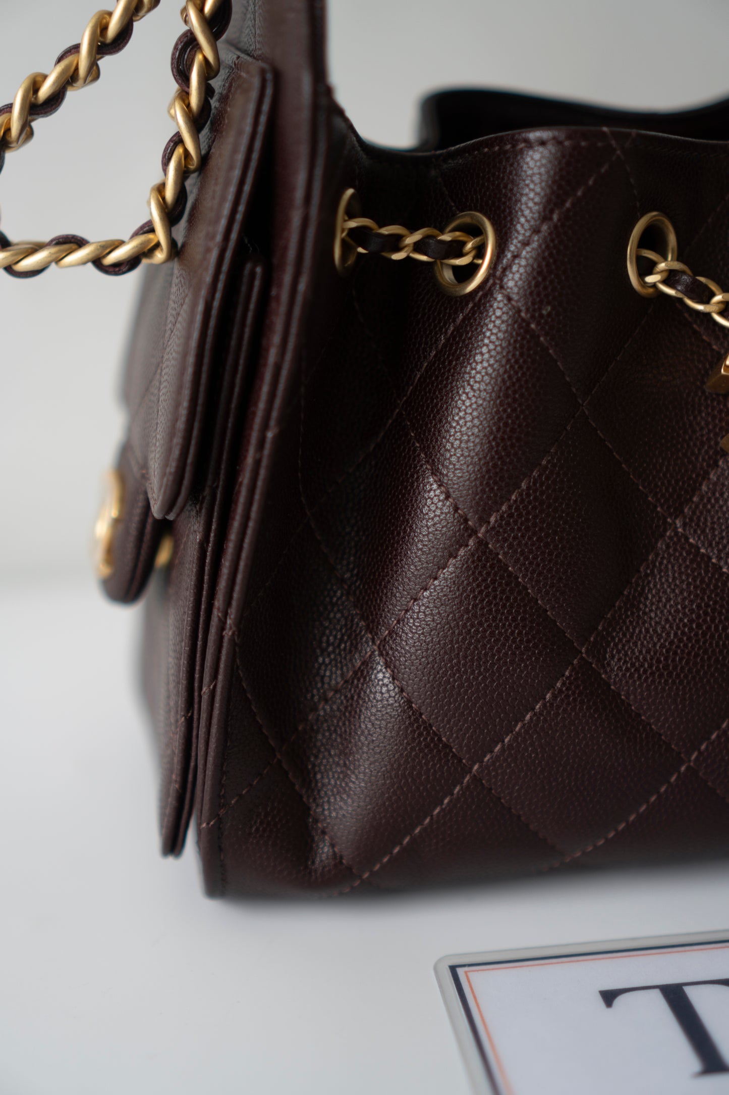 C25 Mini – Dark Brown Quilted Caviar Leather with Gold Hardware