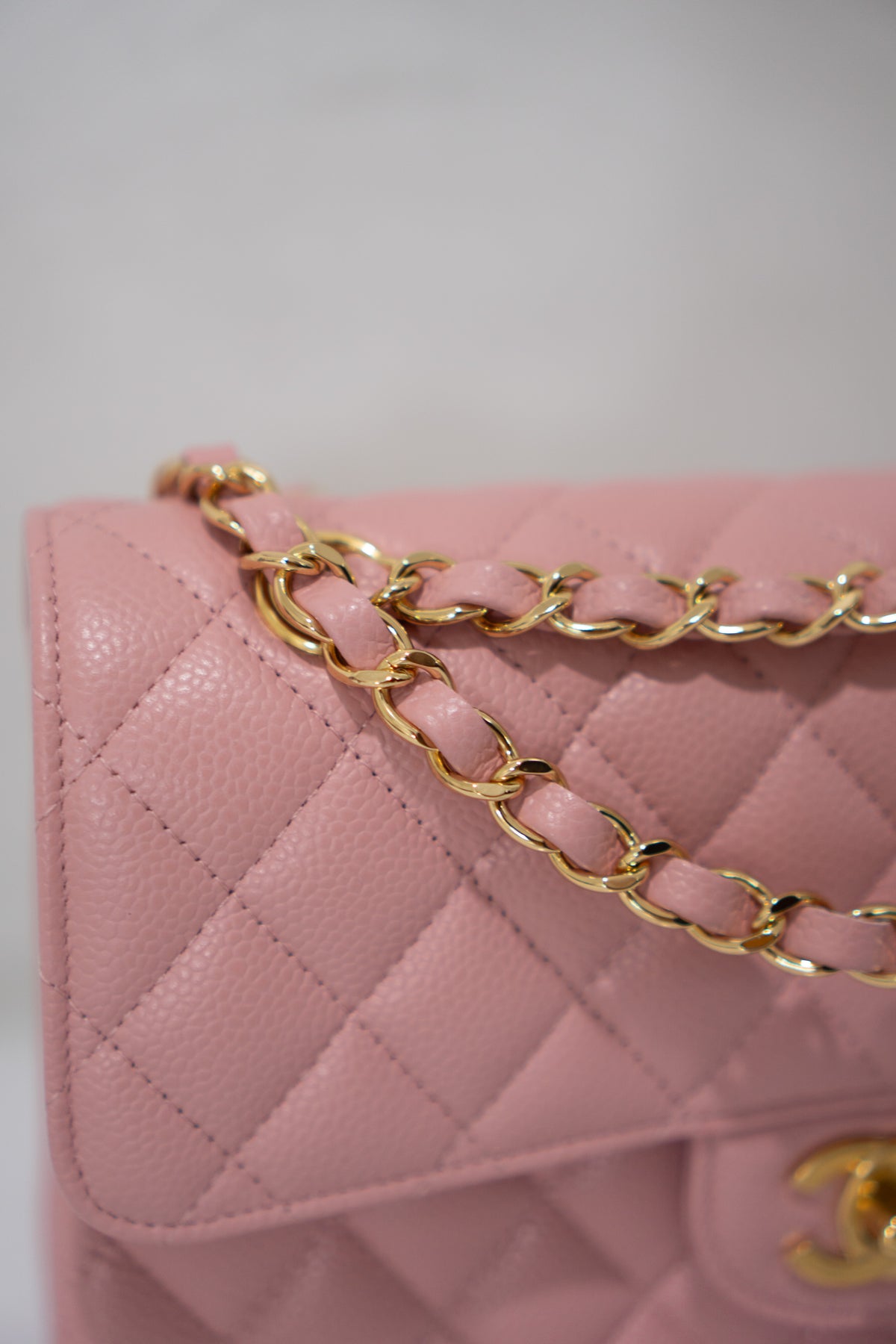 Classic Flap Bag – Light Pink Caviar Leather with Gold Hardware