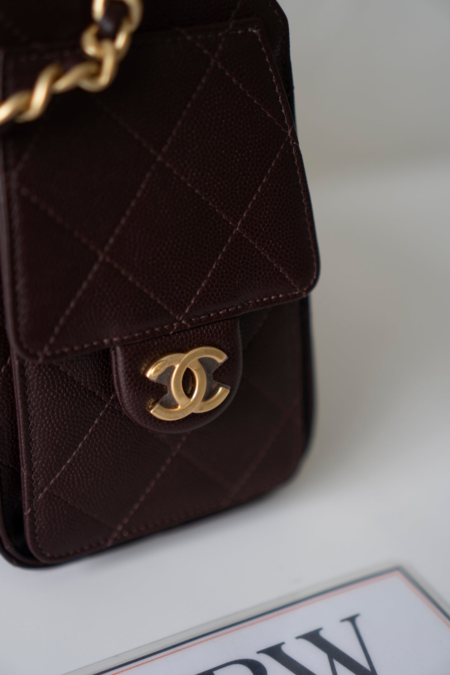 C25 Mini – Dark Brown Quilted Caviar Leather with Gold Hardware